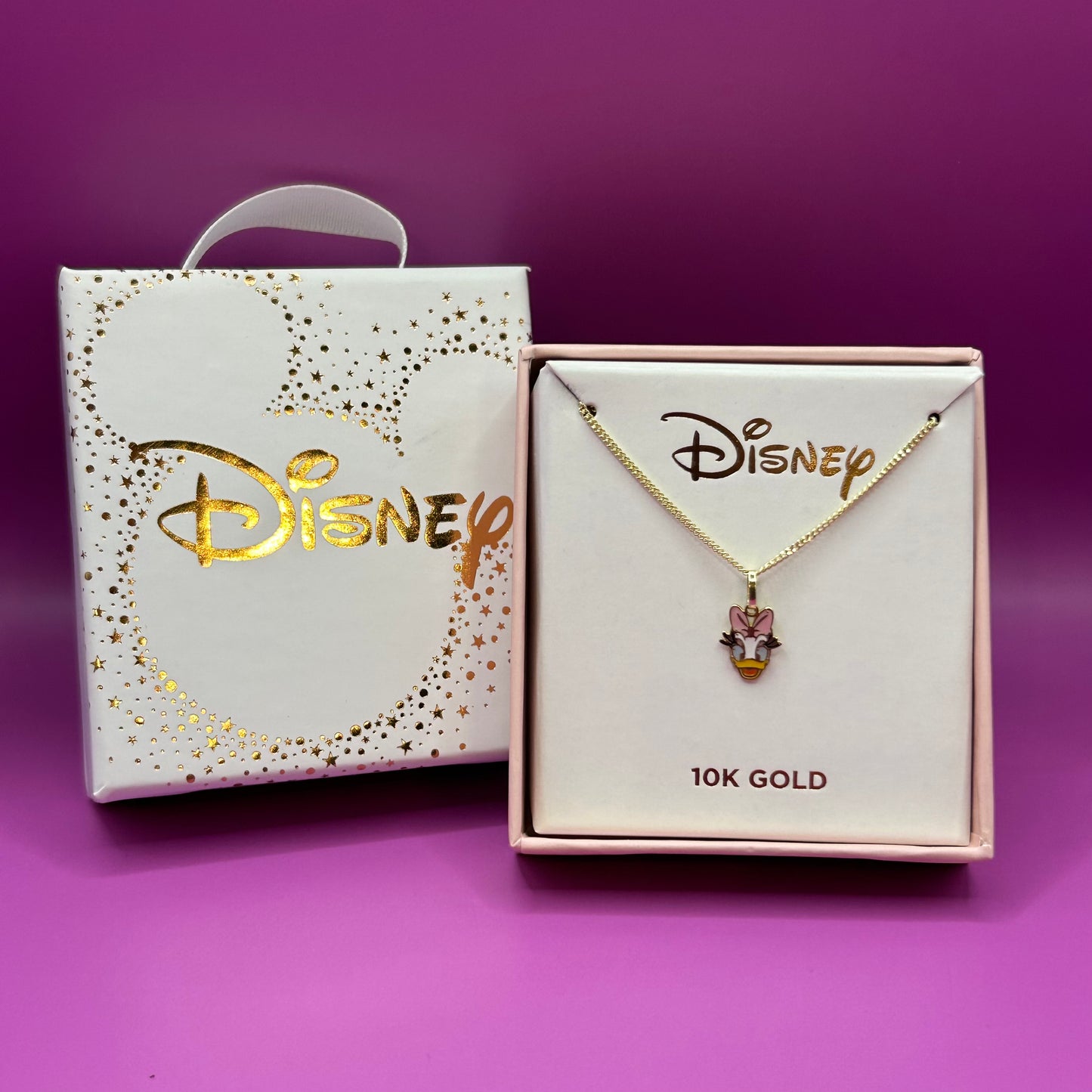 Collar Daisy Duck esmaltada en oro amarillo 10k Disney®️ (50cm)