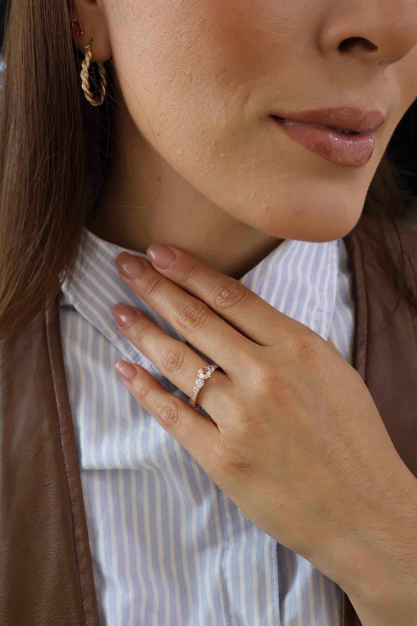 Anillo Xiomara en Oro 14k con Morganita 0.59 ct