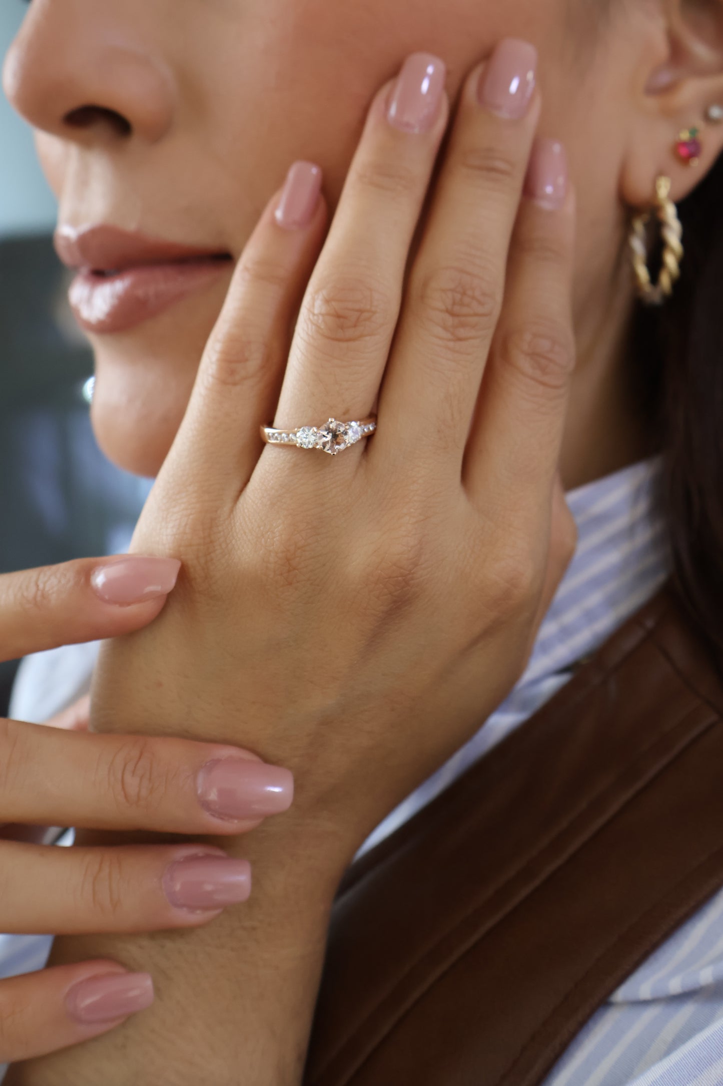 Anillo Xiomara en Oro 14k con Morganita 0.59 ct