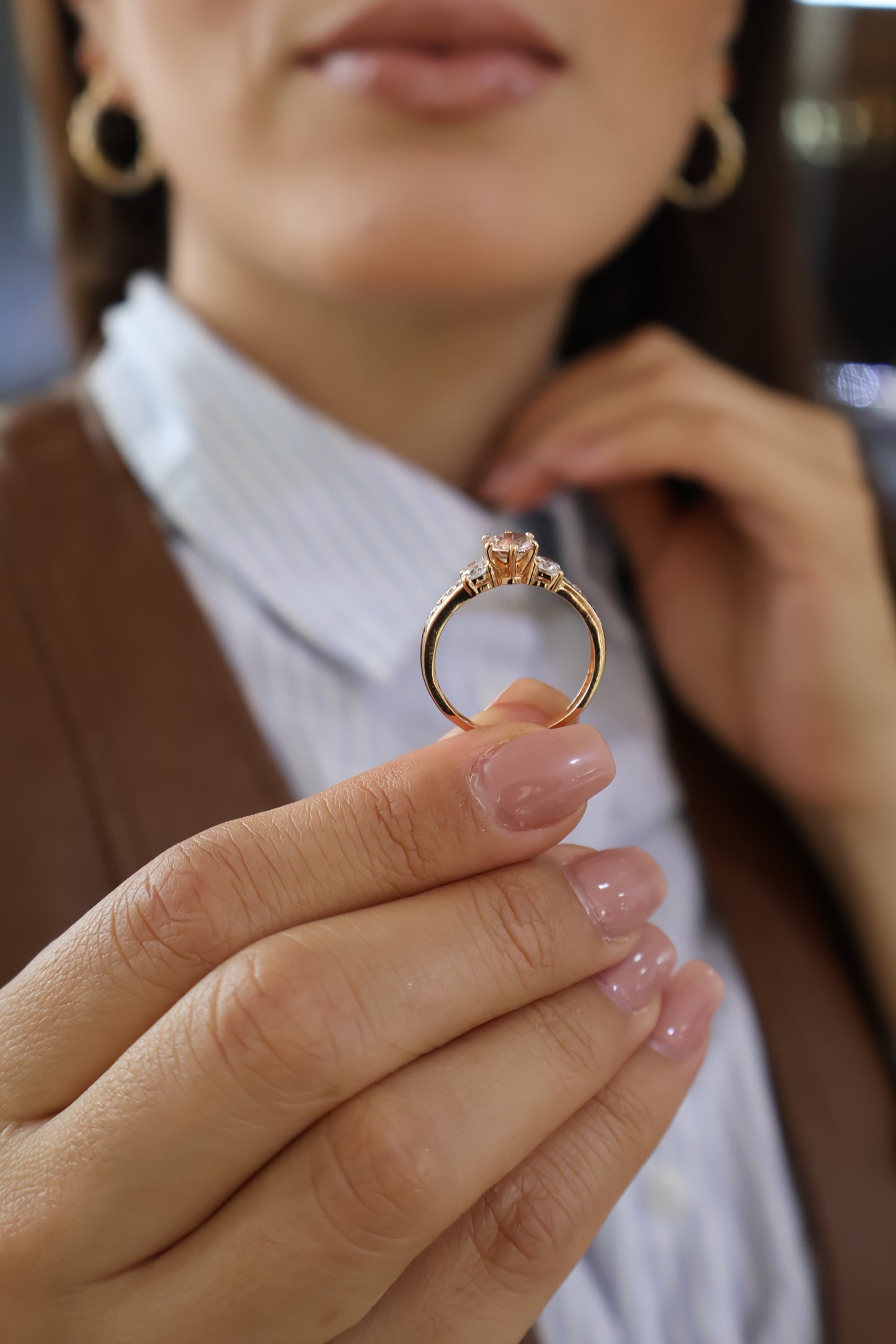 Anillo Xiomara en Oro 14k con Morganita 0.59 ct