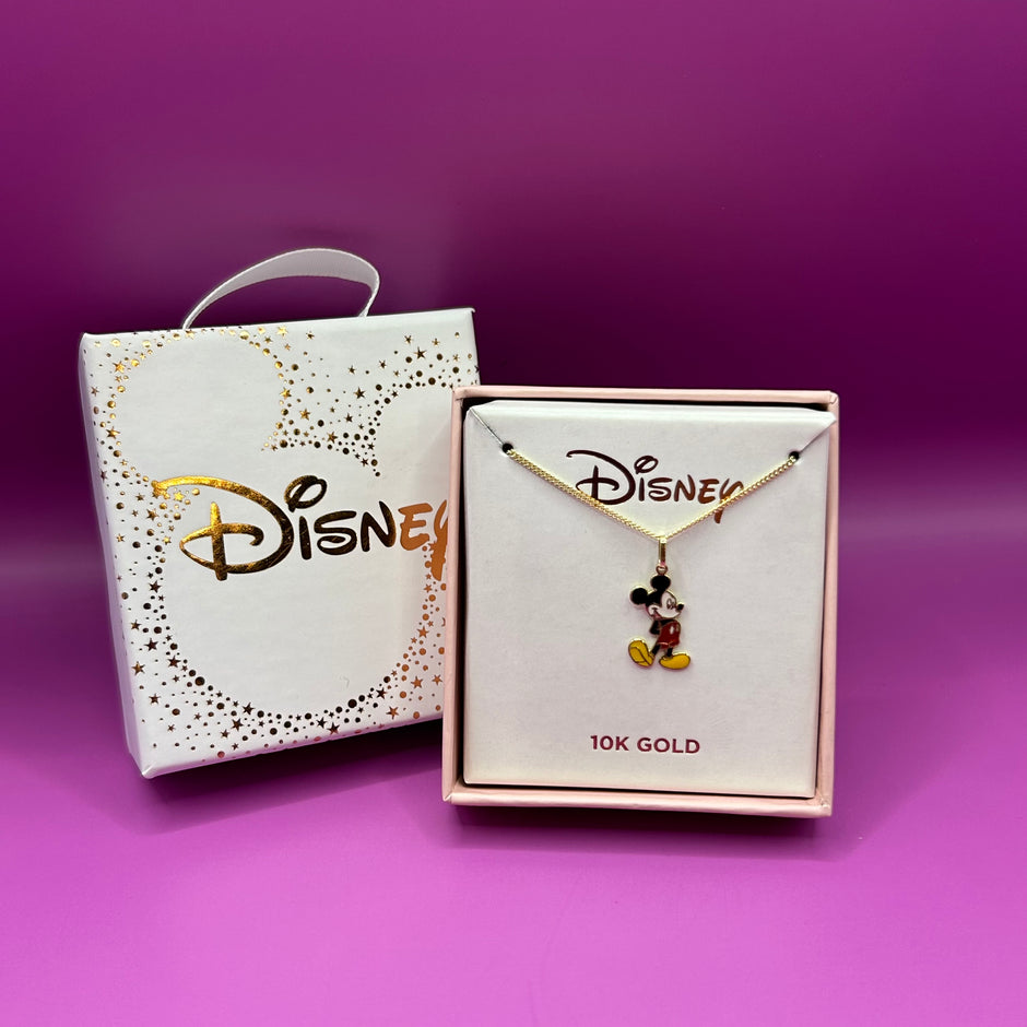 Collar cuerpo completo mickey esmaltado en oro amarillo 10k