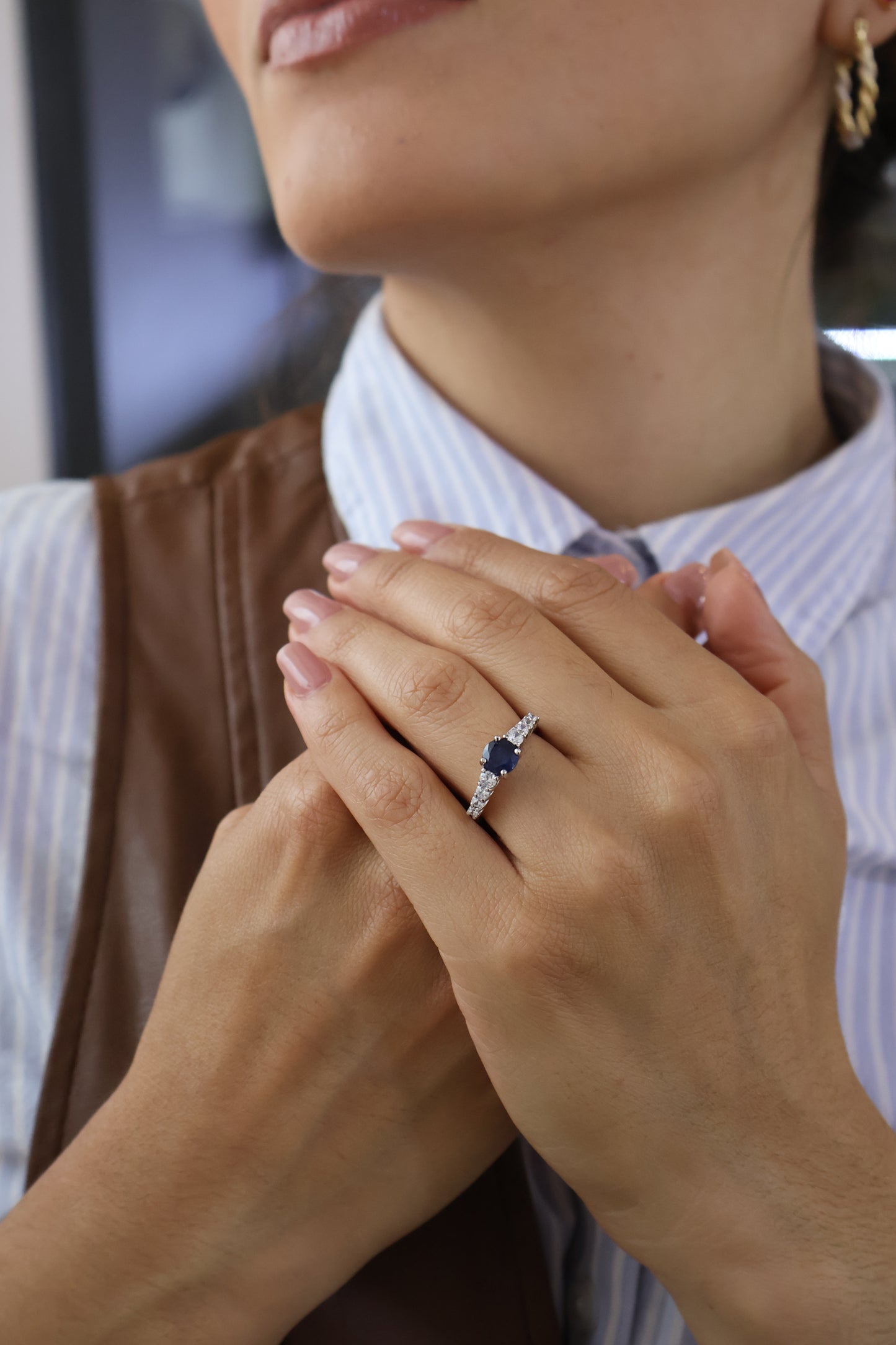 Anillo Addison en Oro 14k con Zafiro 1.2 ct