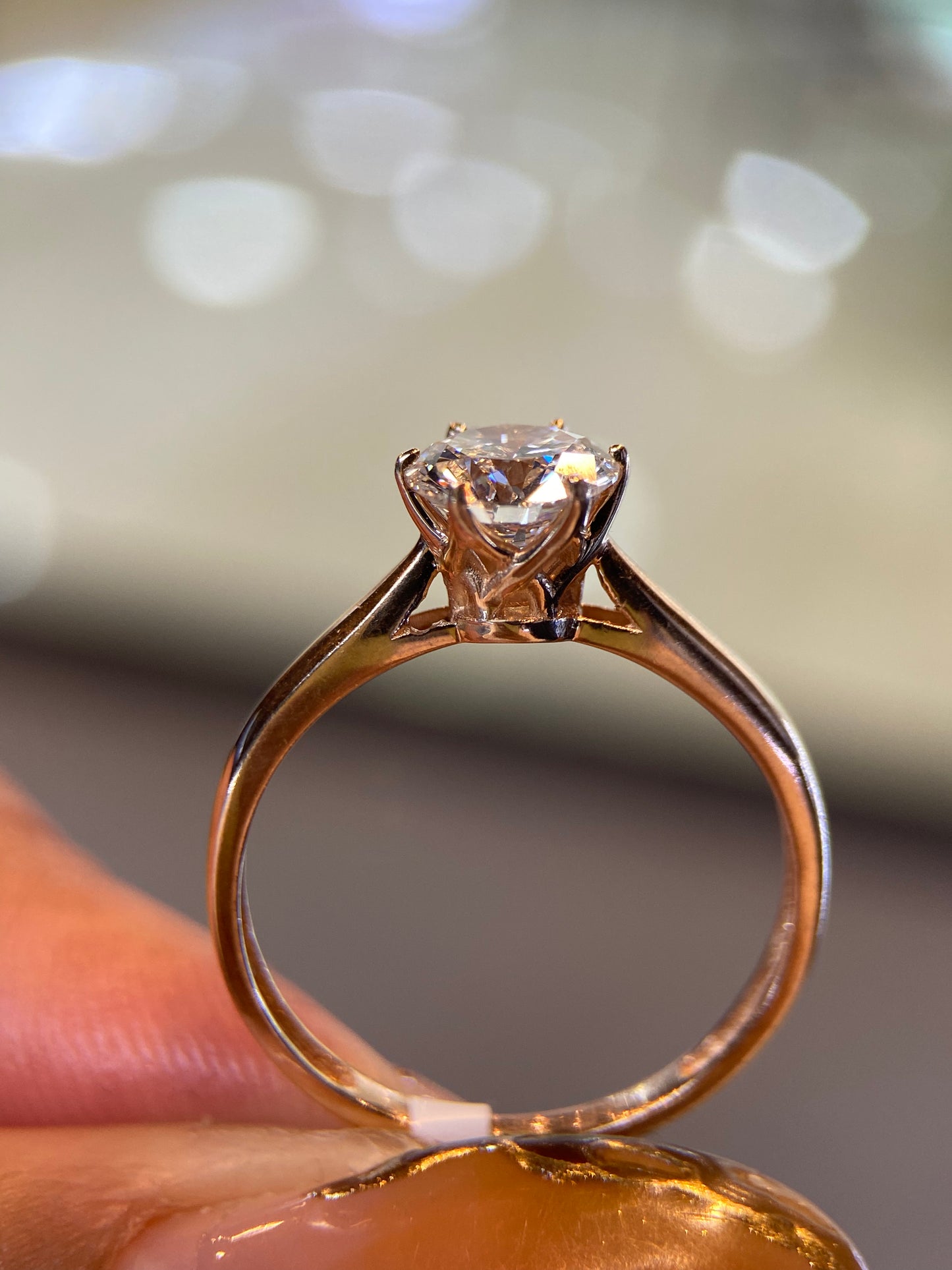 Anillo en Oro Rosa 14k con Moissanita 1.0ct Mod.15900