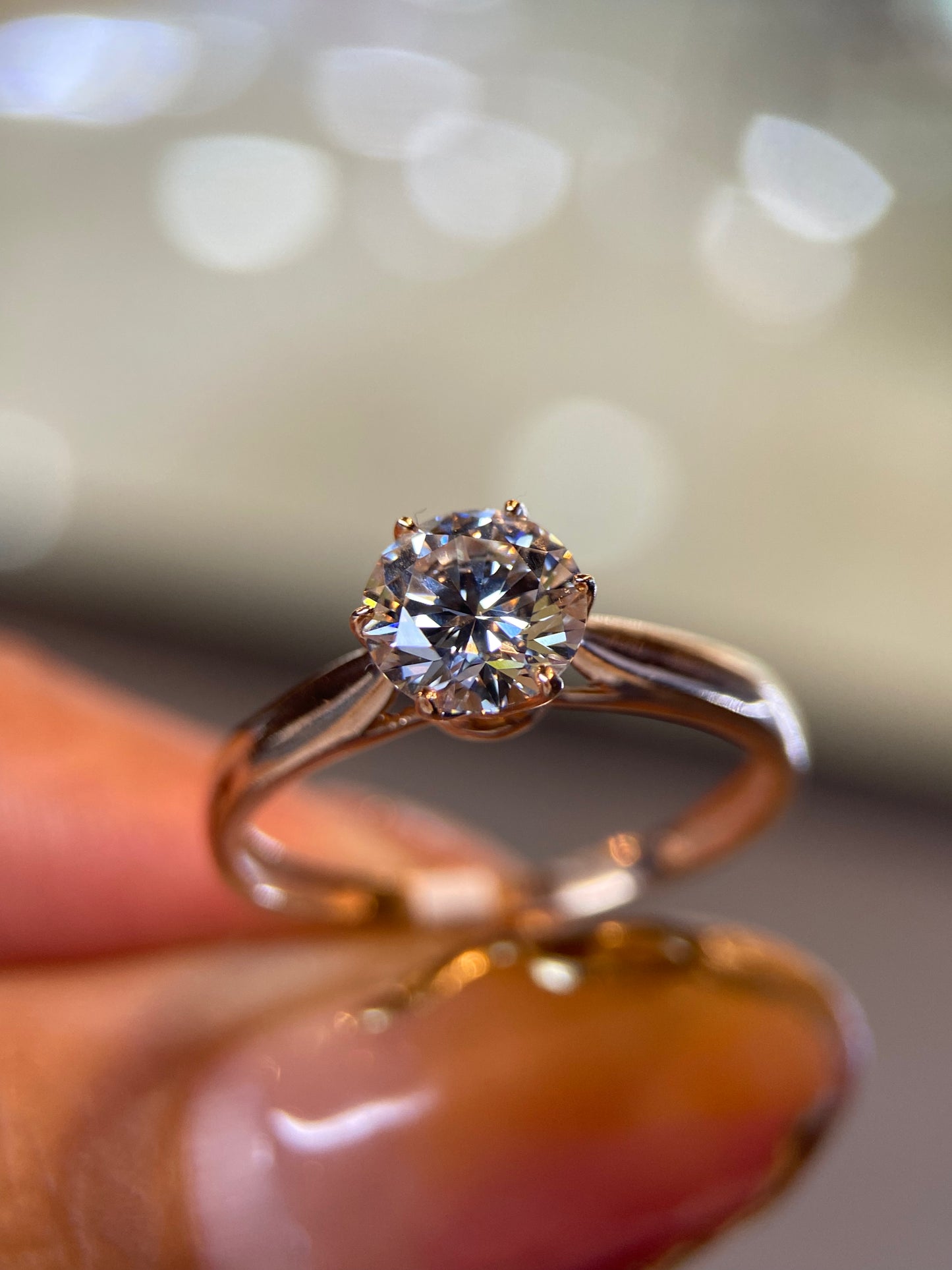Anillo en Oro Rosa 14k con Moissanita 1.0ct Mod.15900