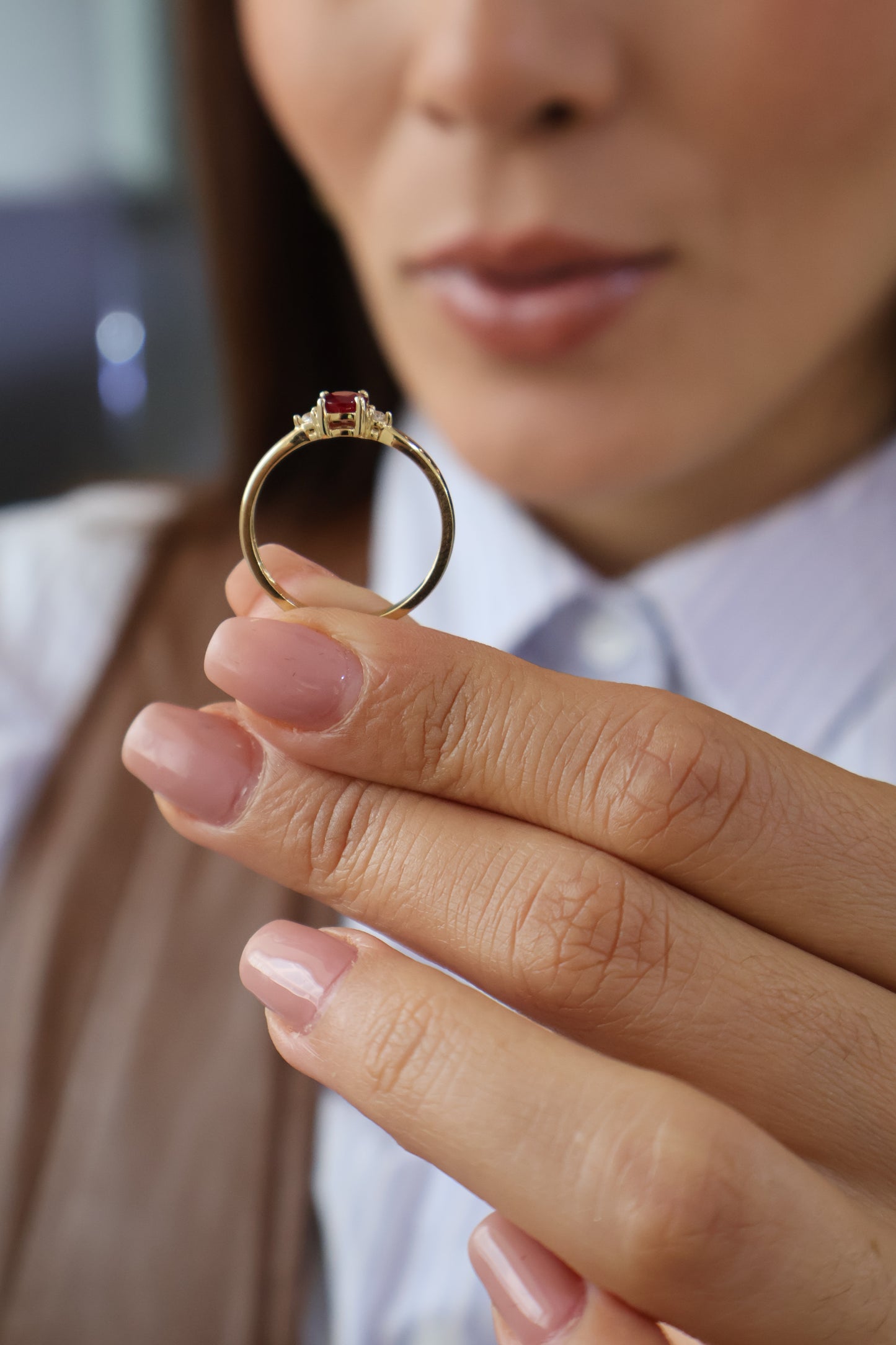 Anillo Agnese en Oro Amarillo 14k con Rubi 0.50 ct
