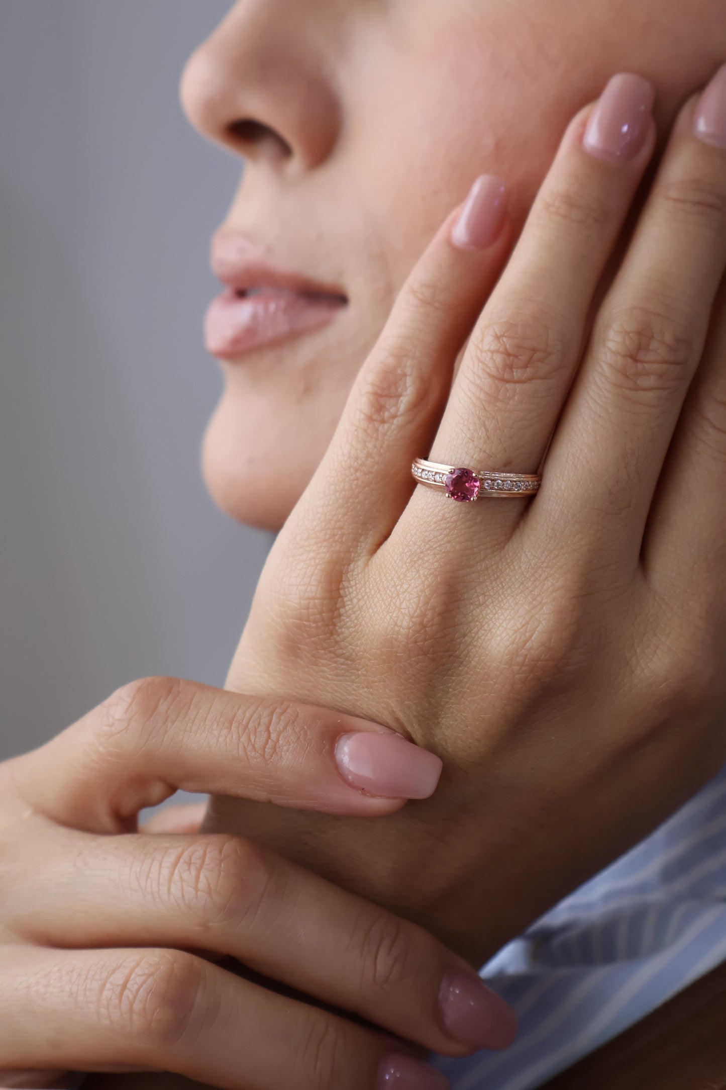 Anillo Constanza en Oro Rosa 14k con Turmalina 0.50 ct