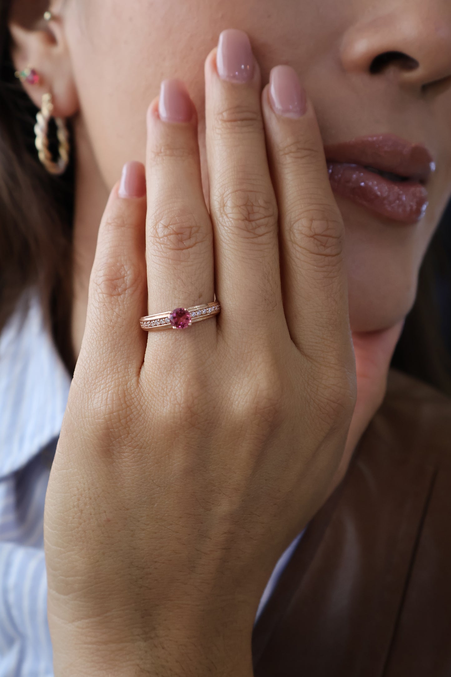 Anillo Constanza en Oro Rosa 14k con Turmalina 0.50 ct