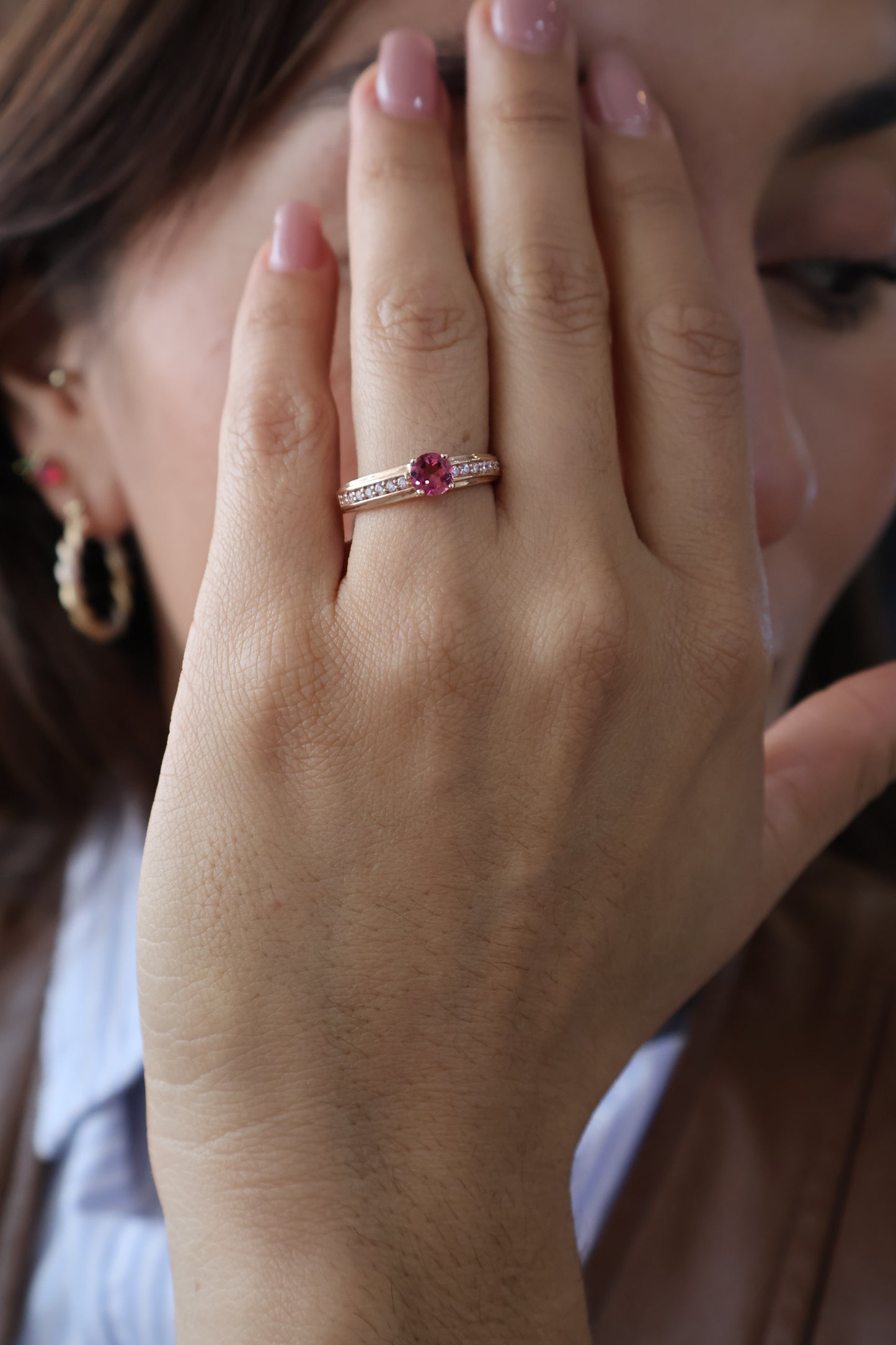 Anillo Constanza en Oro Rosa 14k con Turmalina 0.50 ct