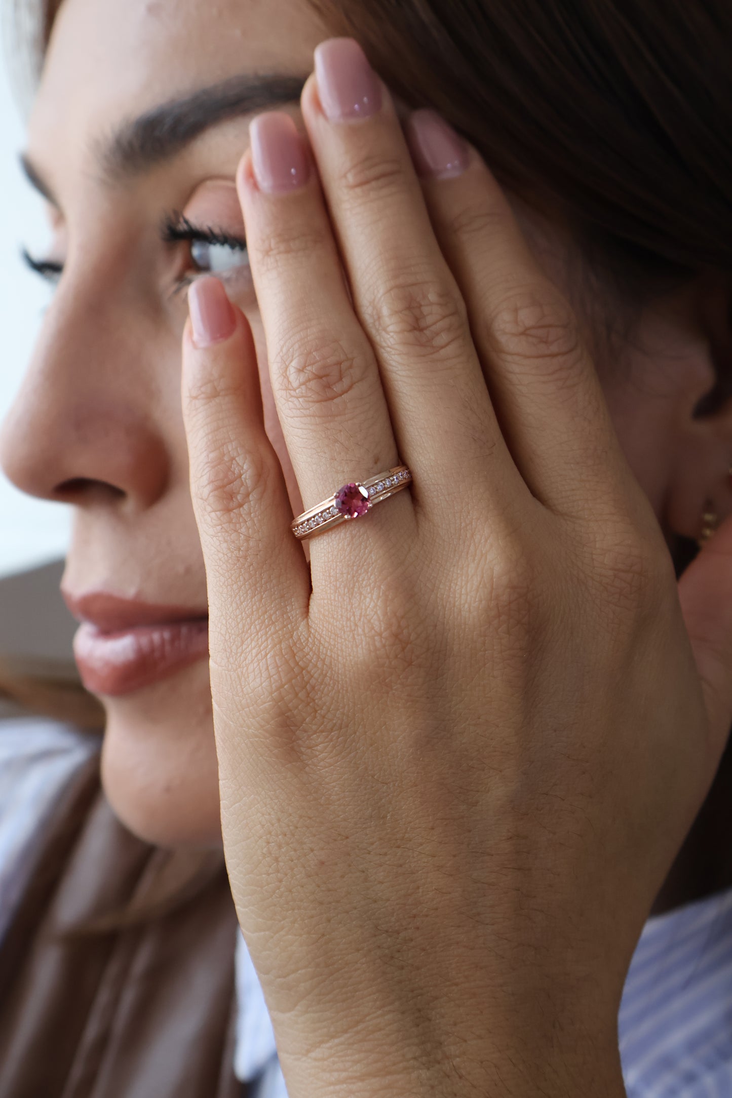 Anillo Constanza en Oro Rosa 14k con Turmalina 0.50 ct
