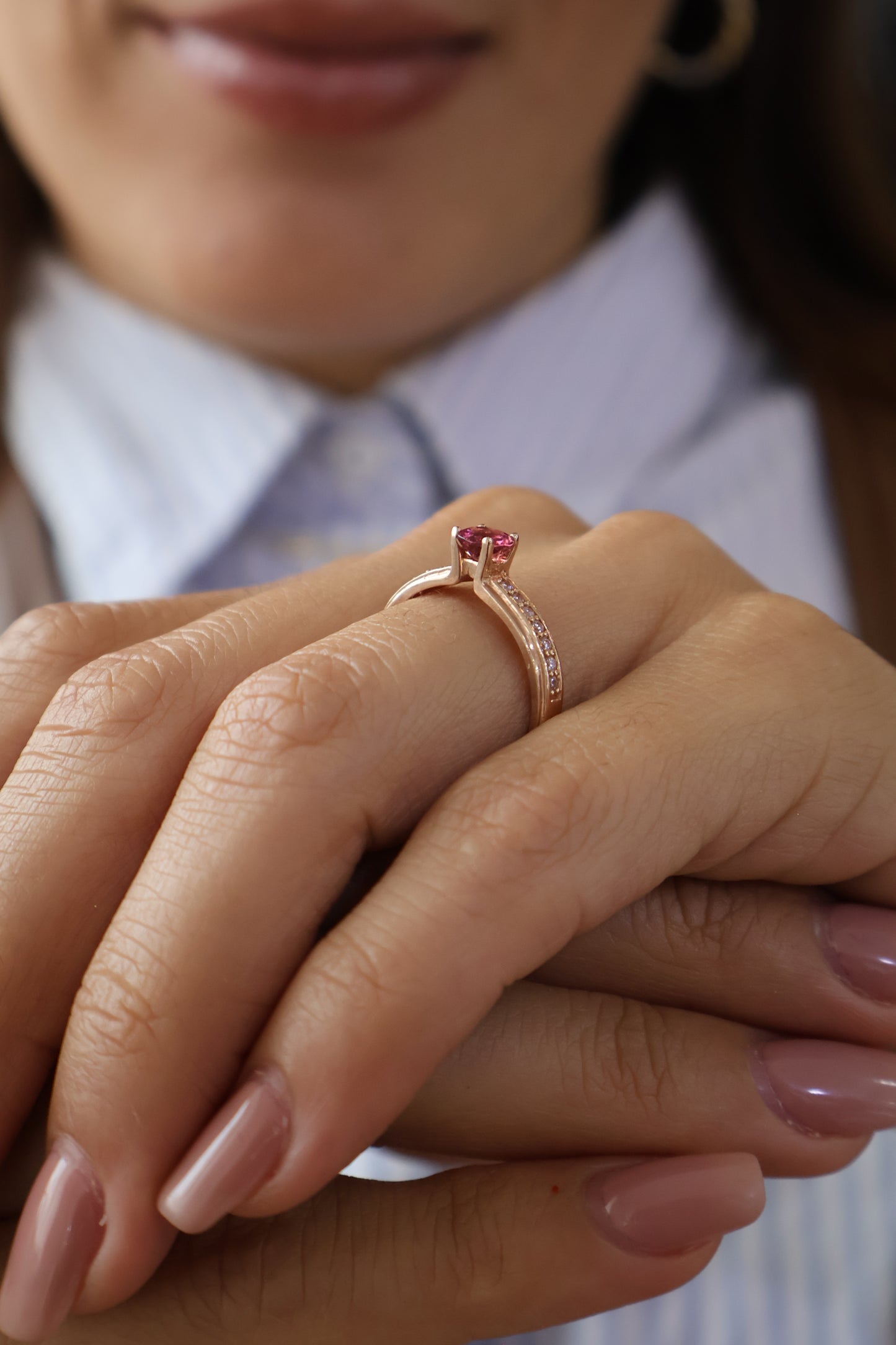 Anillo Constanza en Oro Rosa 14k con Turmalina 0.50 ct