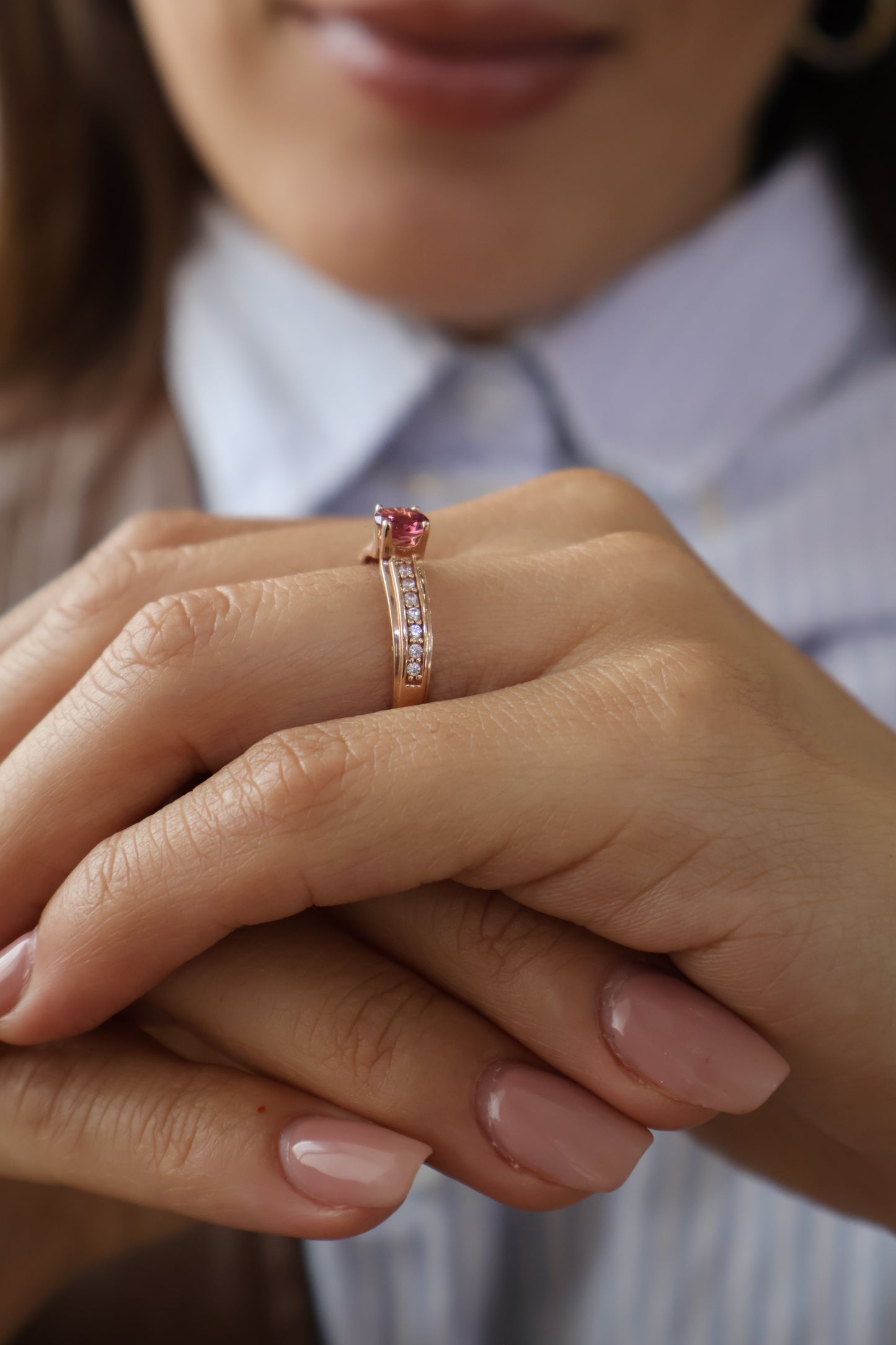 Anillo Constanza en Oro Rosa 14k con Turmalina 0.50 ct