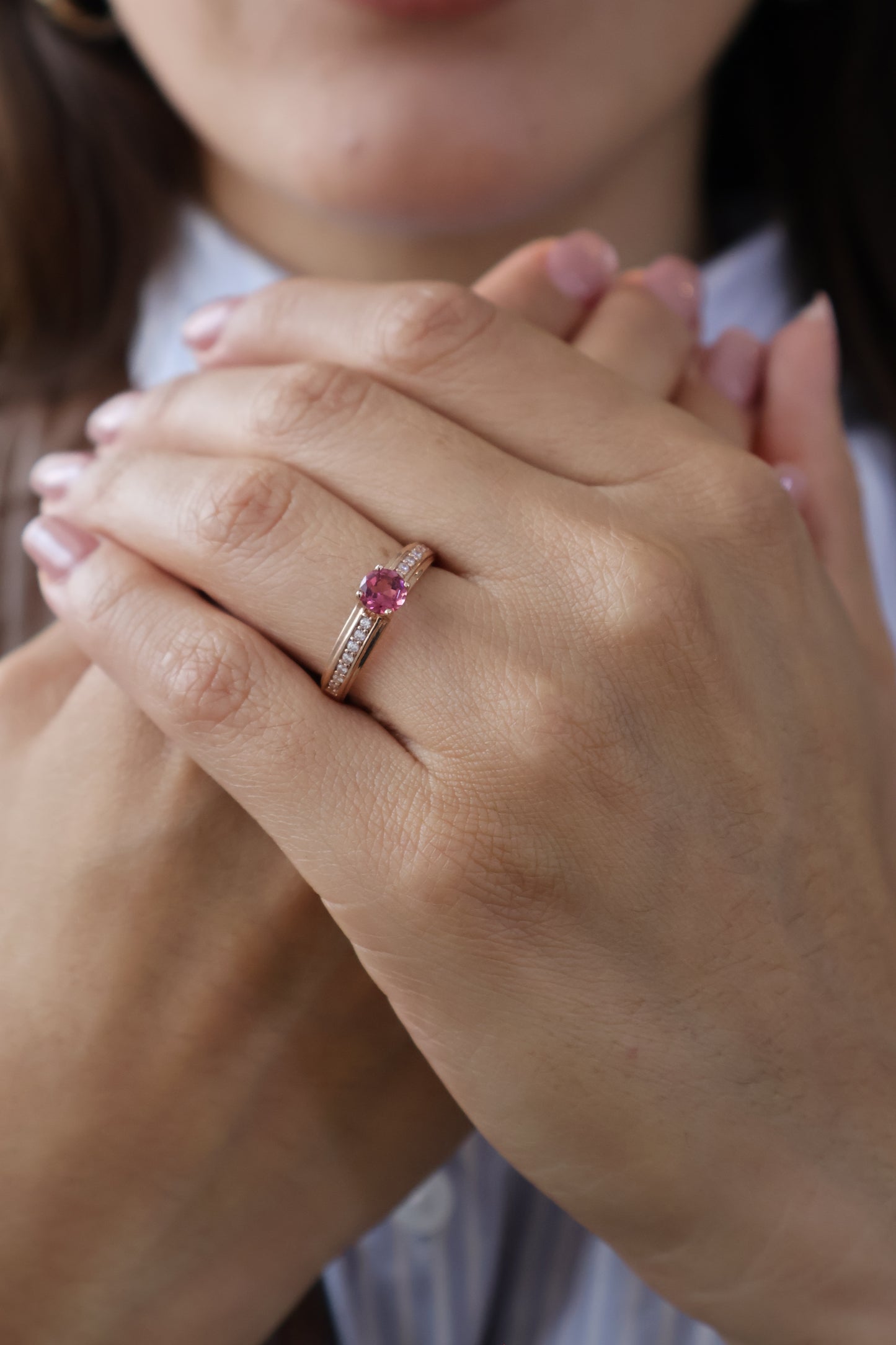 Anillo Constanza en Oro Rosa 14k con Turmalina 0.50 ct