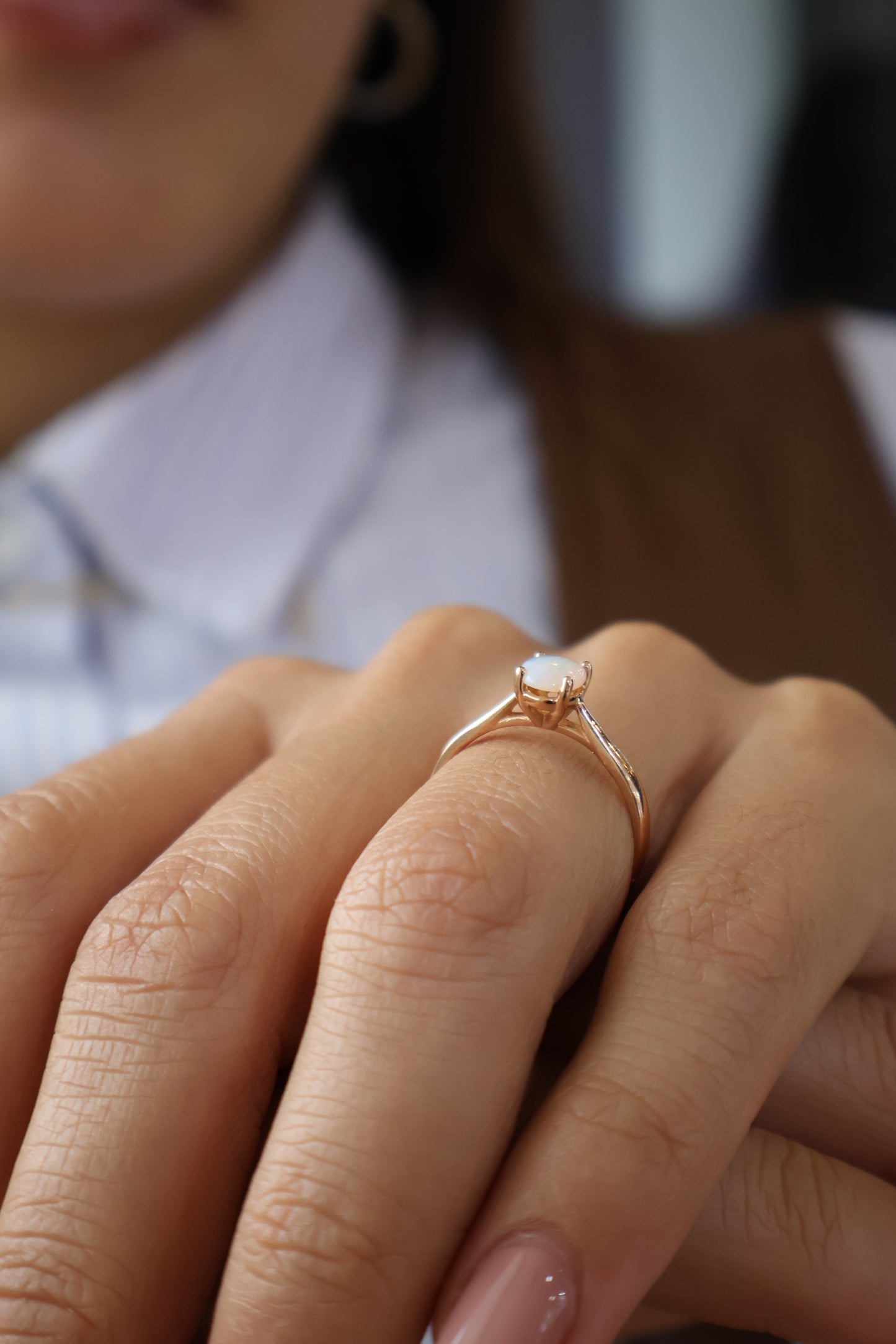 Anillo Rose en Oro Rosa 14k con Opalo 0.70 ct