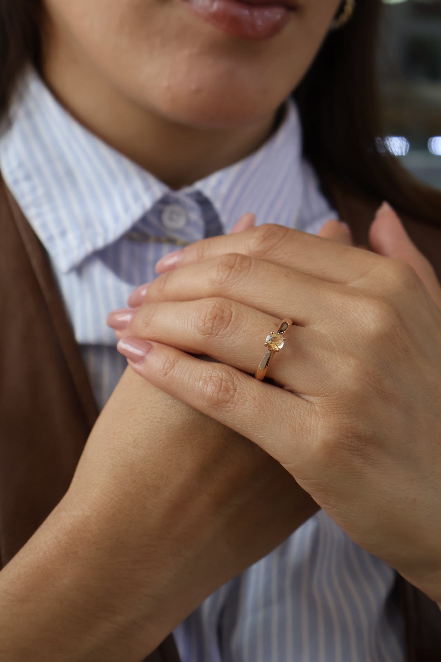 Anillo Penelope en Oro Rosa 14k con Topacio 0.50 ct