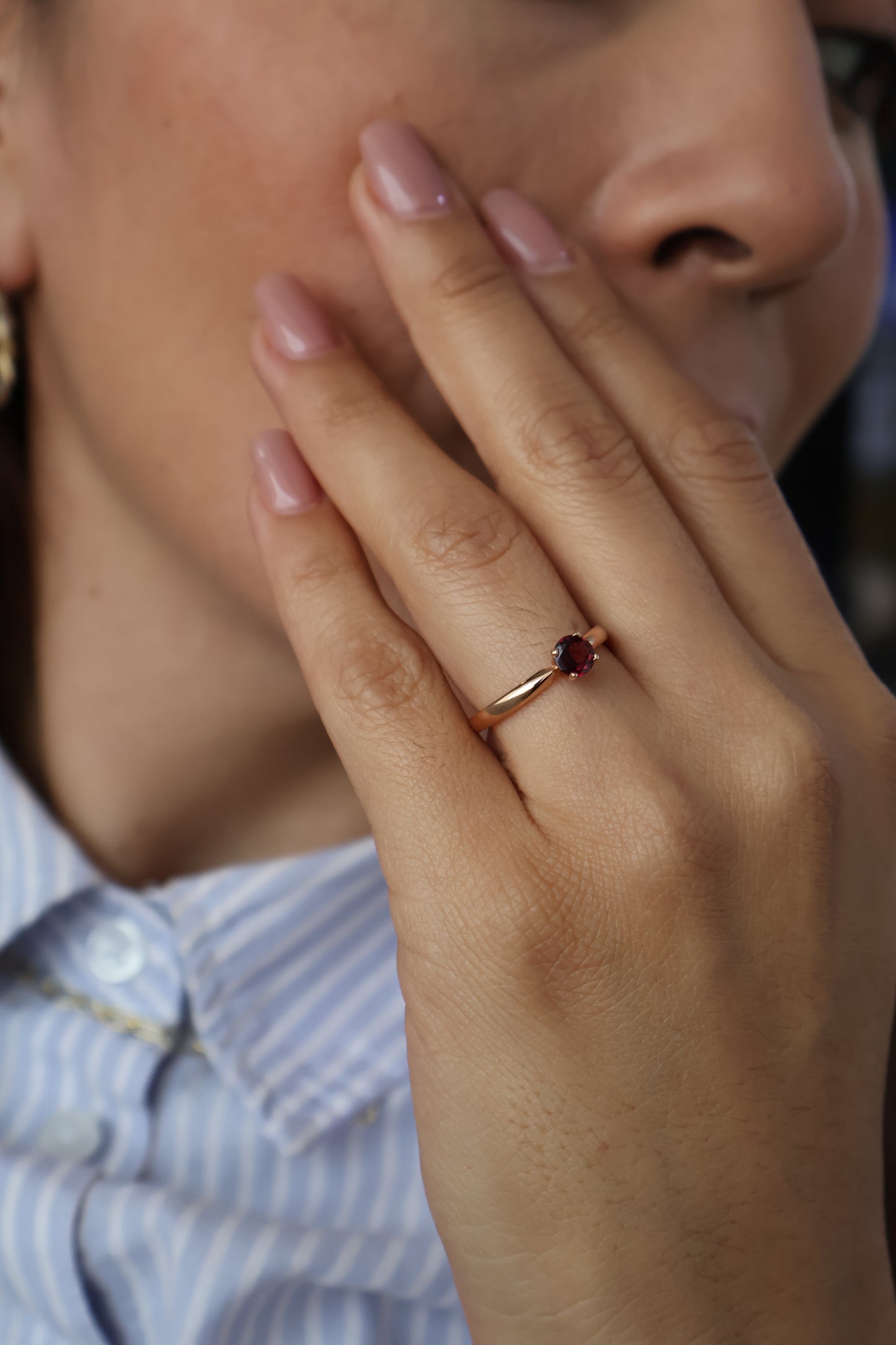 Anillo Leilani en Oro Rosa 14k con Rodolita 0.50 ct