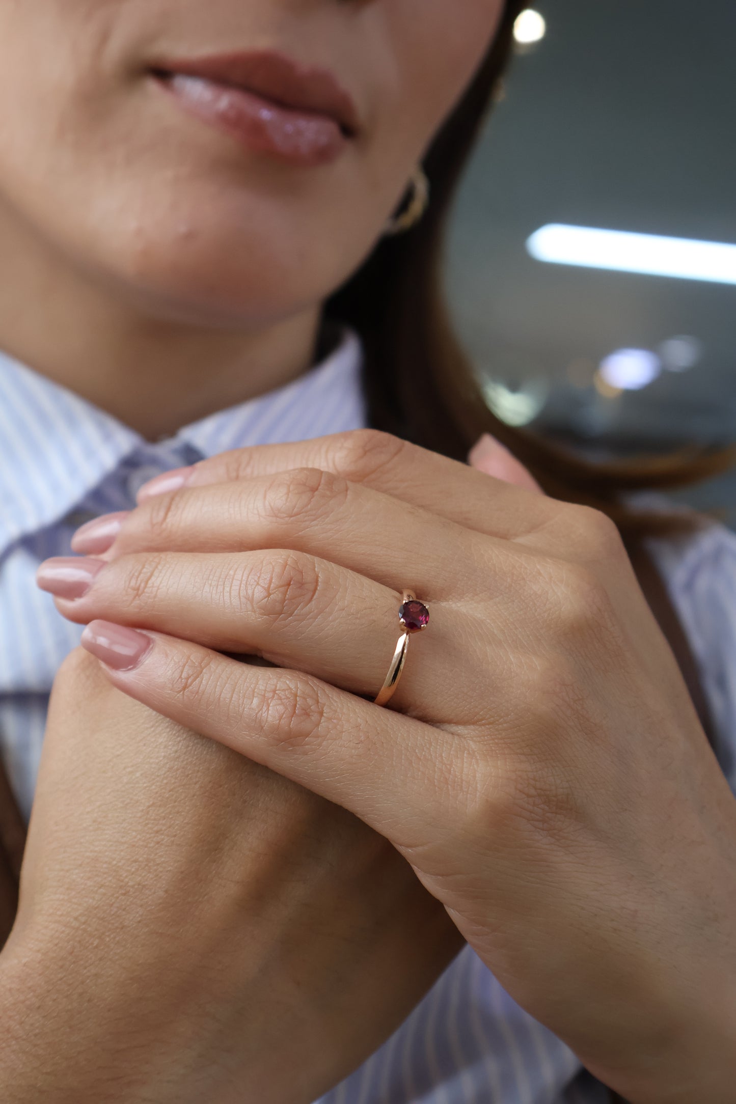 Anillo Leilani en Oro Rosa 14k con Rodolita 0.50 ct