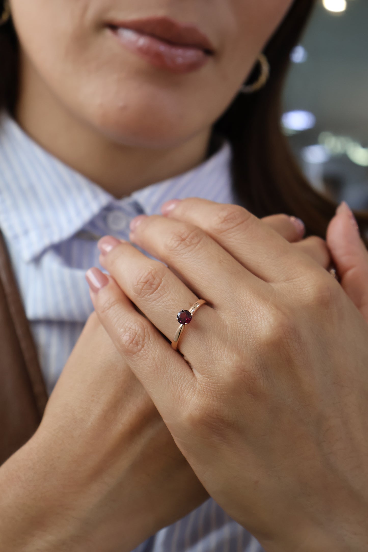 Anillo Leilani en Oro Rosa 14k con Rodolita 0.50 ct