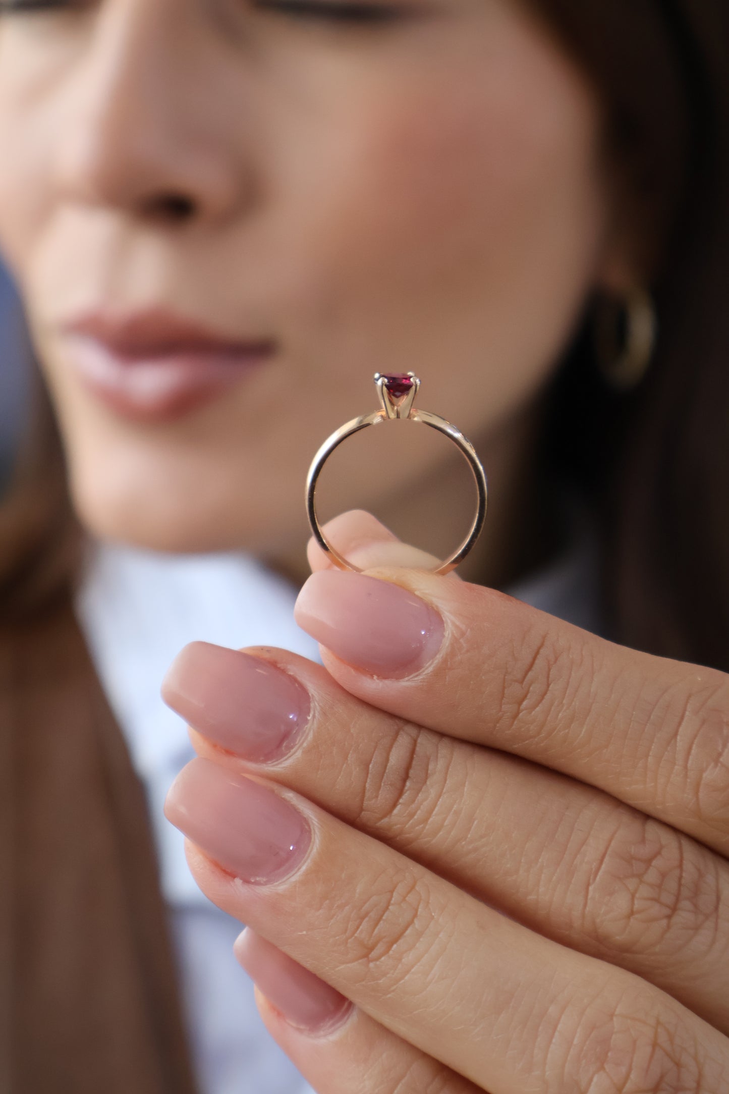 Anillo Leilani en Oro Rosa 14k con Rodolita 0.50 ct