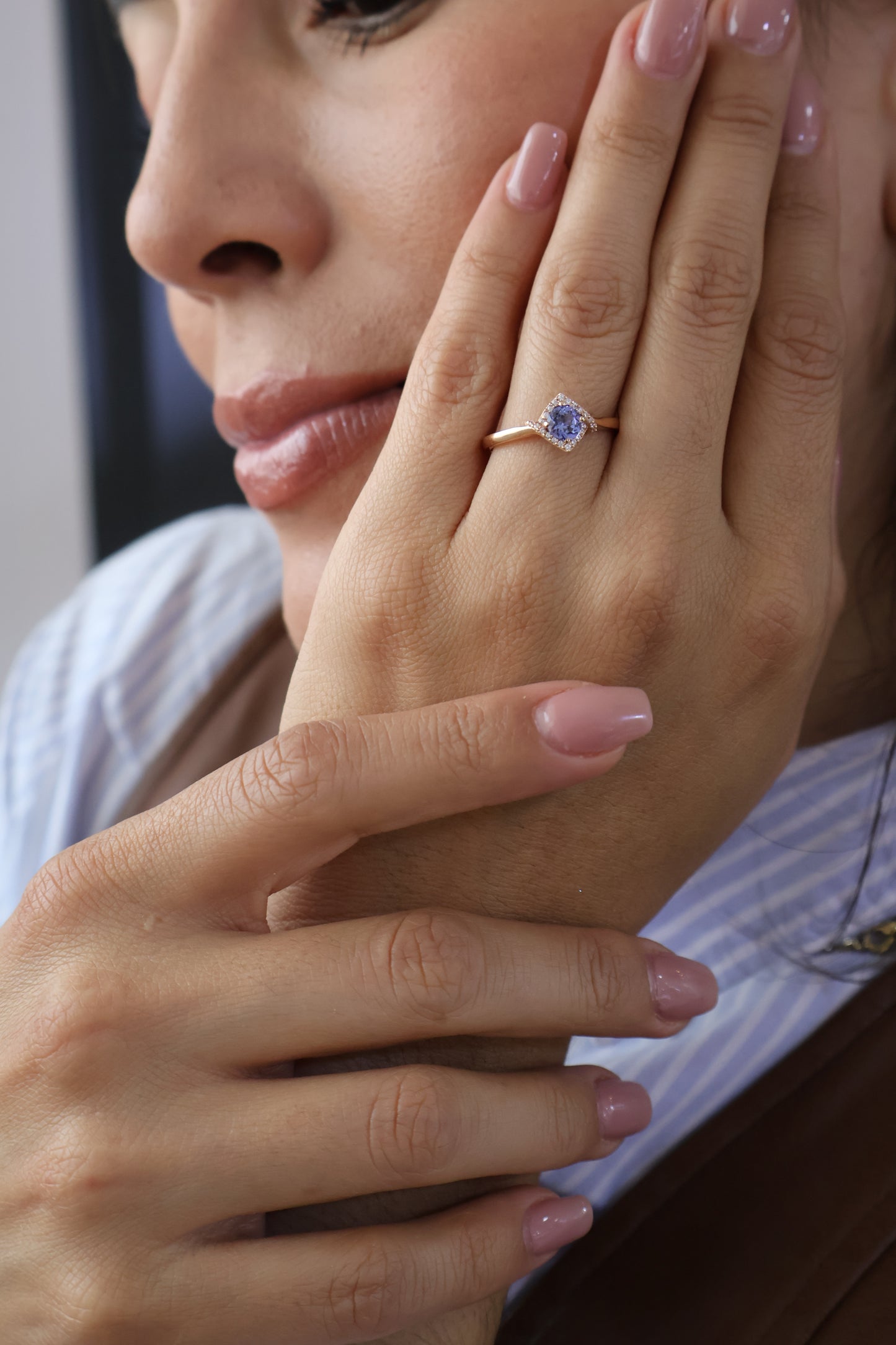 Anillo Savannah en Oro Rosa 14k con Tanzanita 0.50 ct
