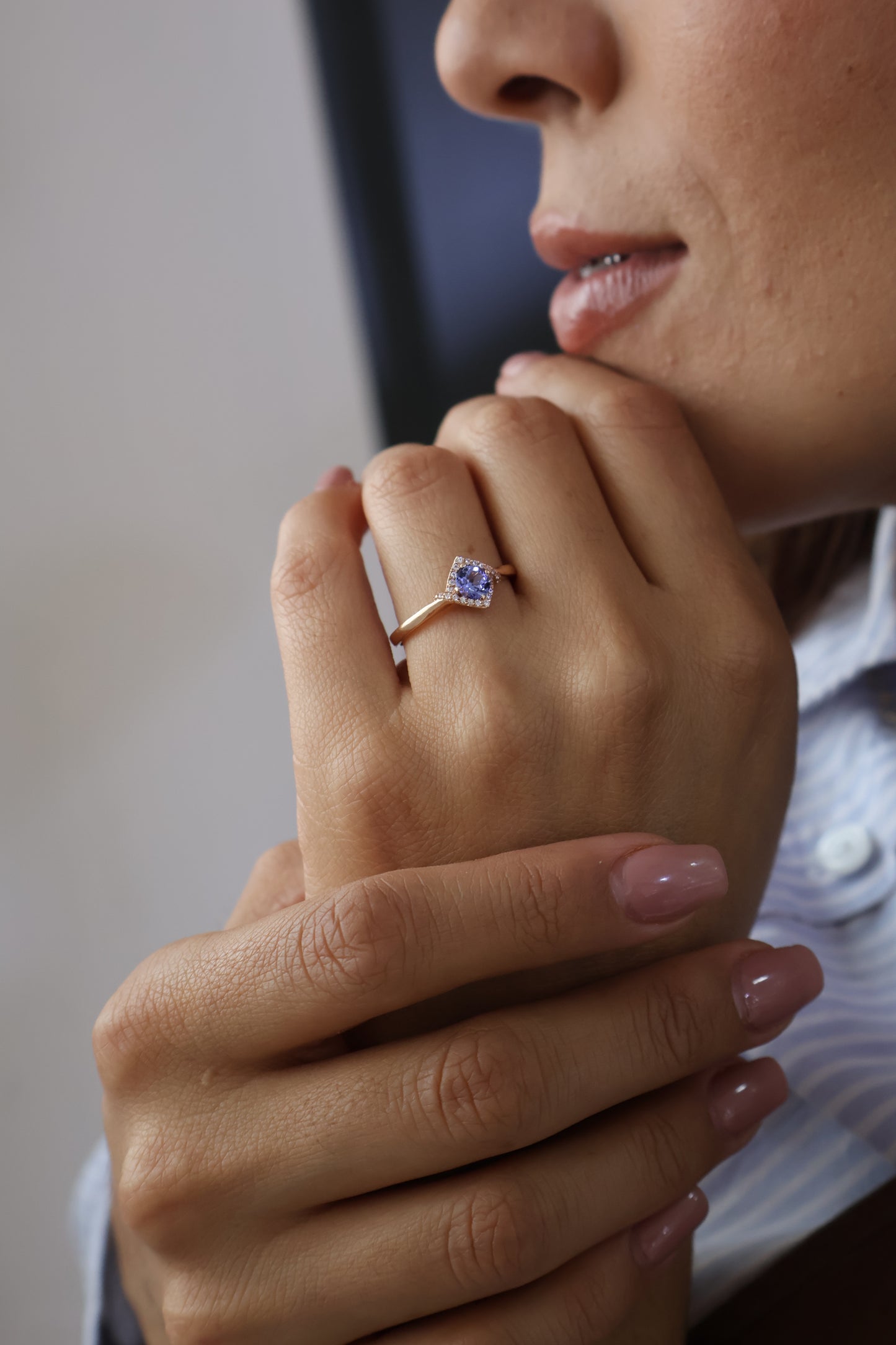 Anillo Savannah en Oro Rosa 14k con Tanzanita 0.50 ct
