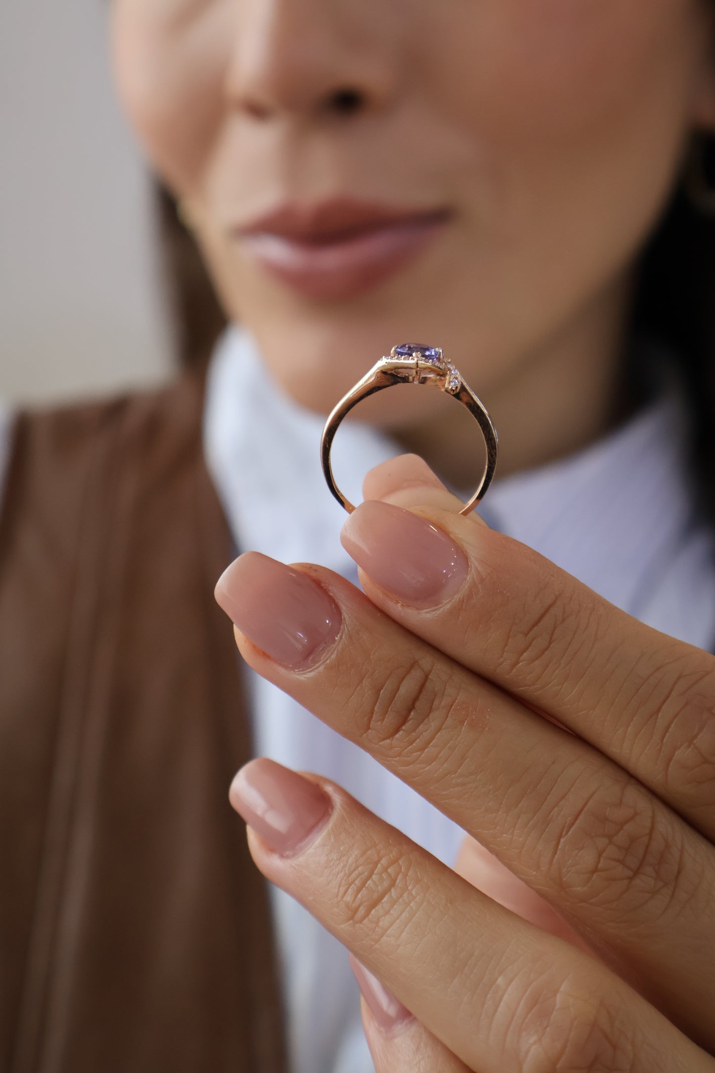 Anillo Savannah en Oro Rosa 14k con Tanzanita 0.50 ct