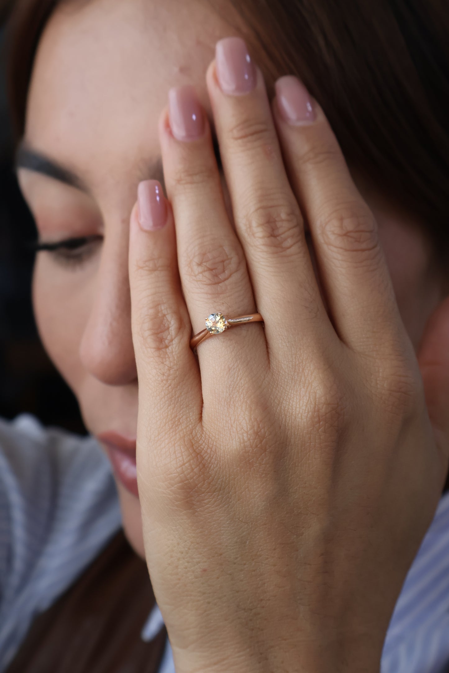 Anillo Kennedy en Oro Rosa 14k con Topacio 0.50 ct