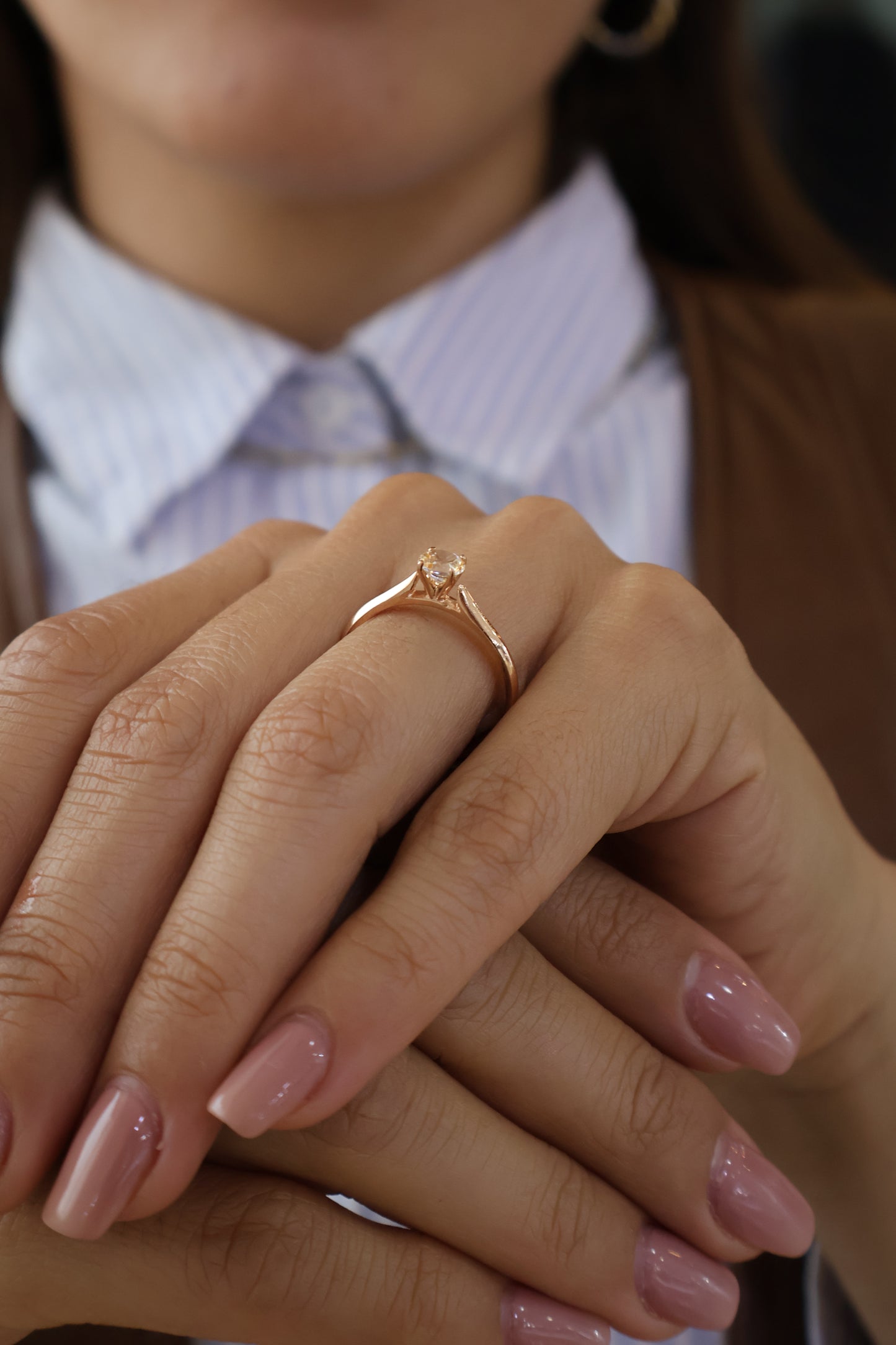 Anillo Kennedy en Oro Rosa 14k con Topacio 0.50 ct