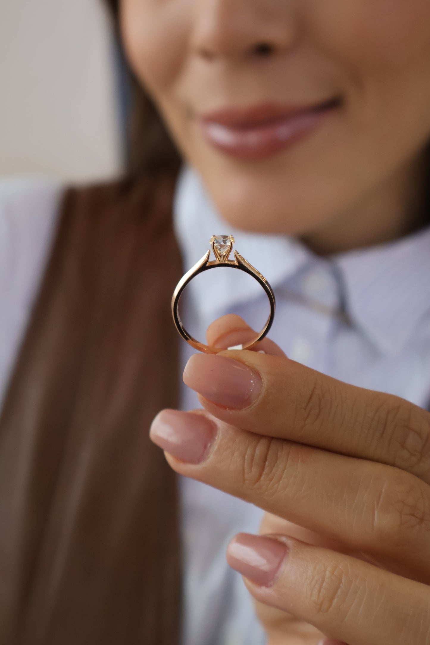 Anillo Kennedy en Oro Rosa 14k con Topacio 0.50 ct