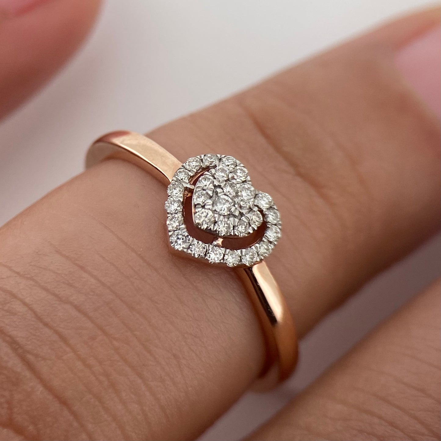 Anillo en Oro Rosa de 14k con Diamante Mod: OF1797