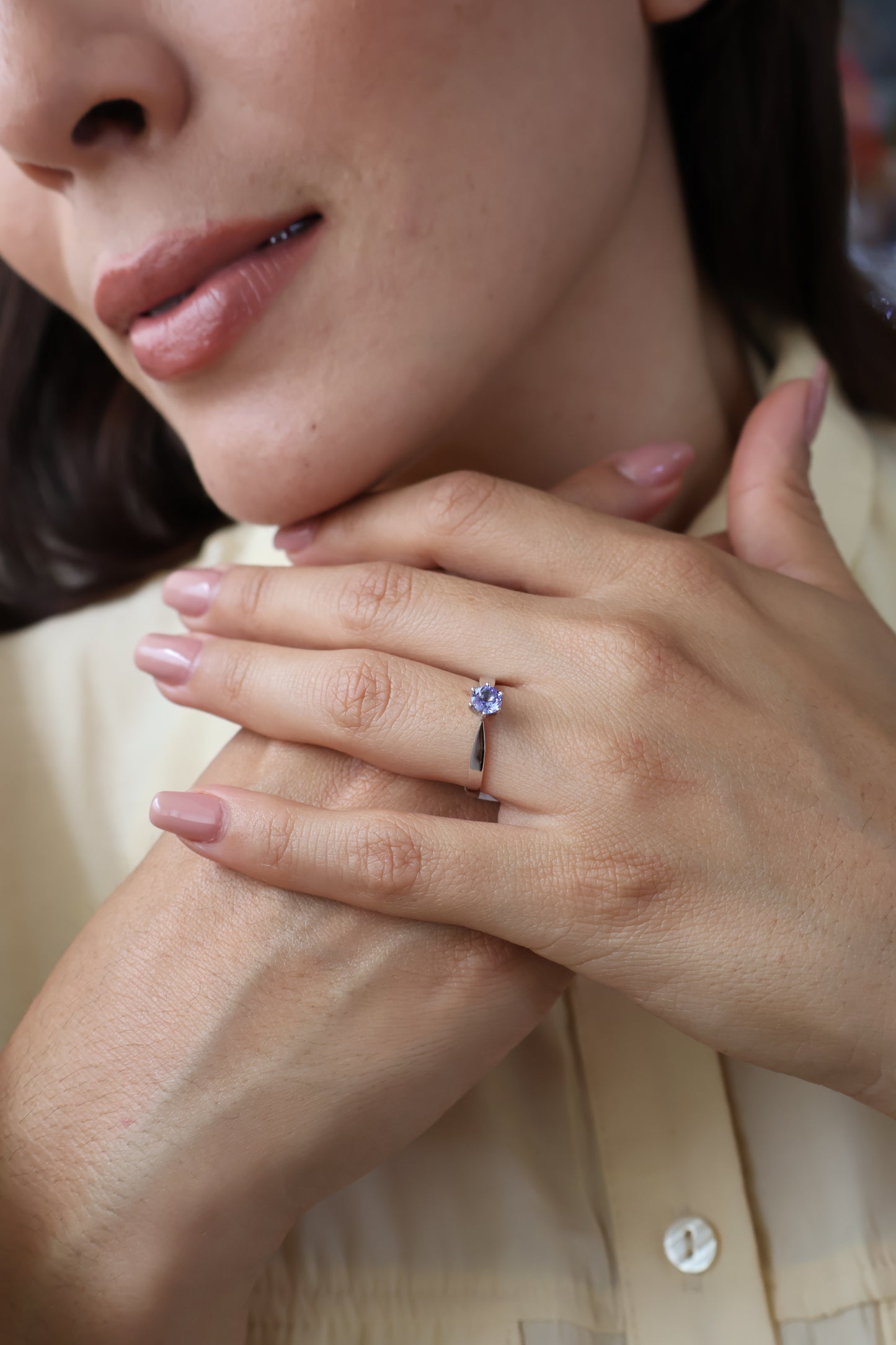 Anillo Melody en Oro Blanco 14k con Tanzanita 0.50 ct