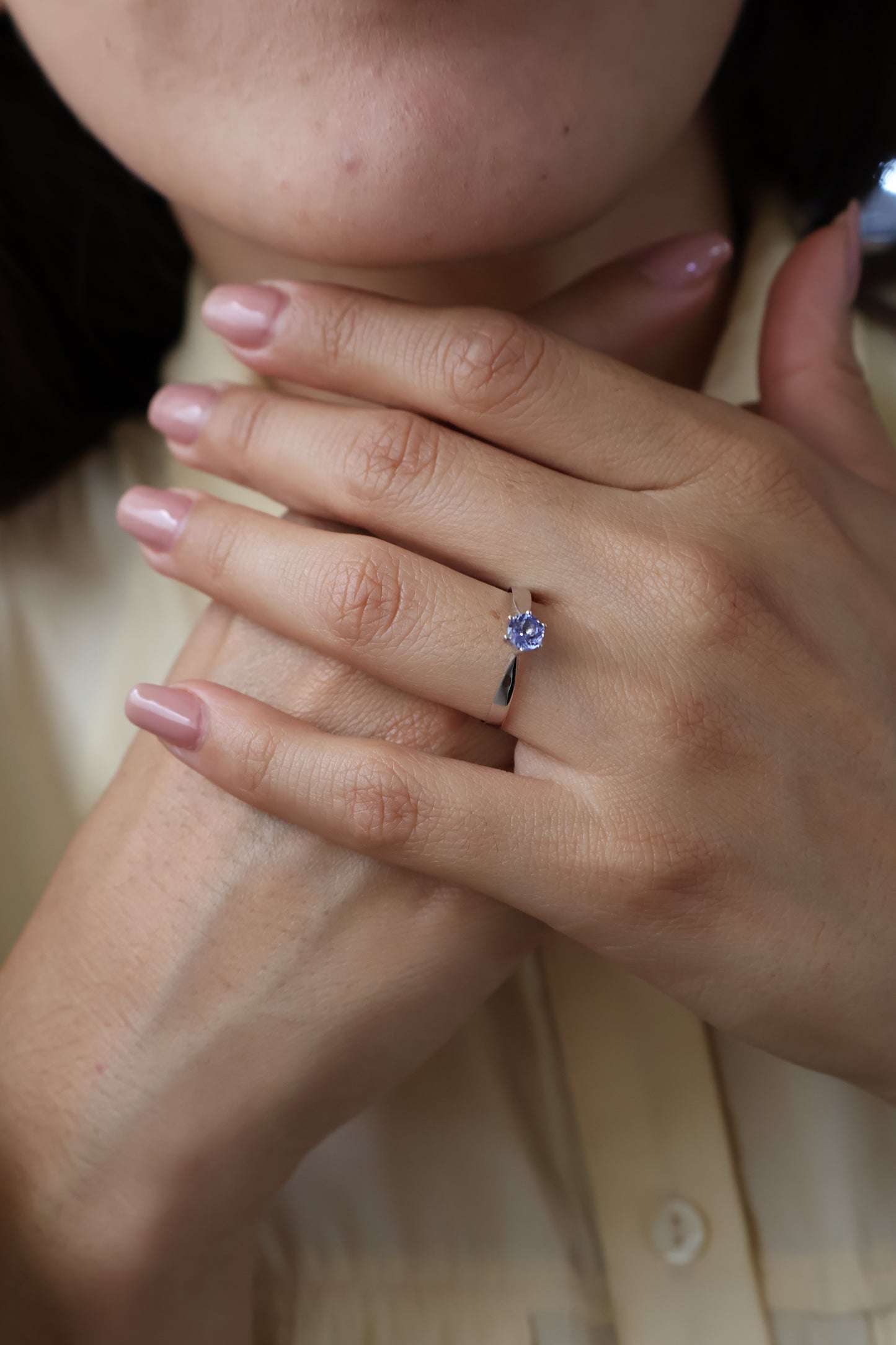 Anillo Melody en Oro Blanco 14k con Tanzanita 0.50 ct