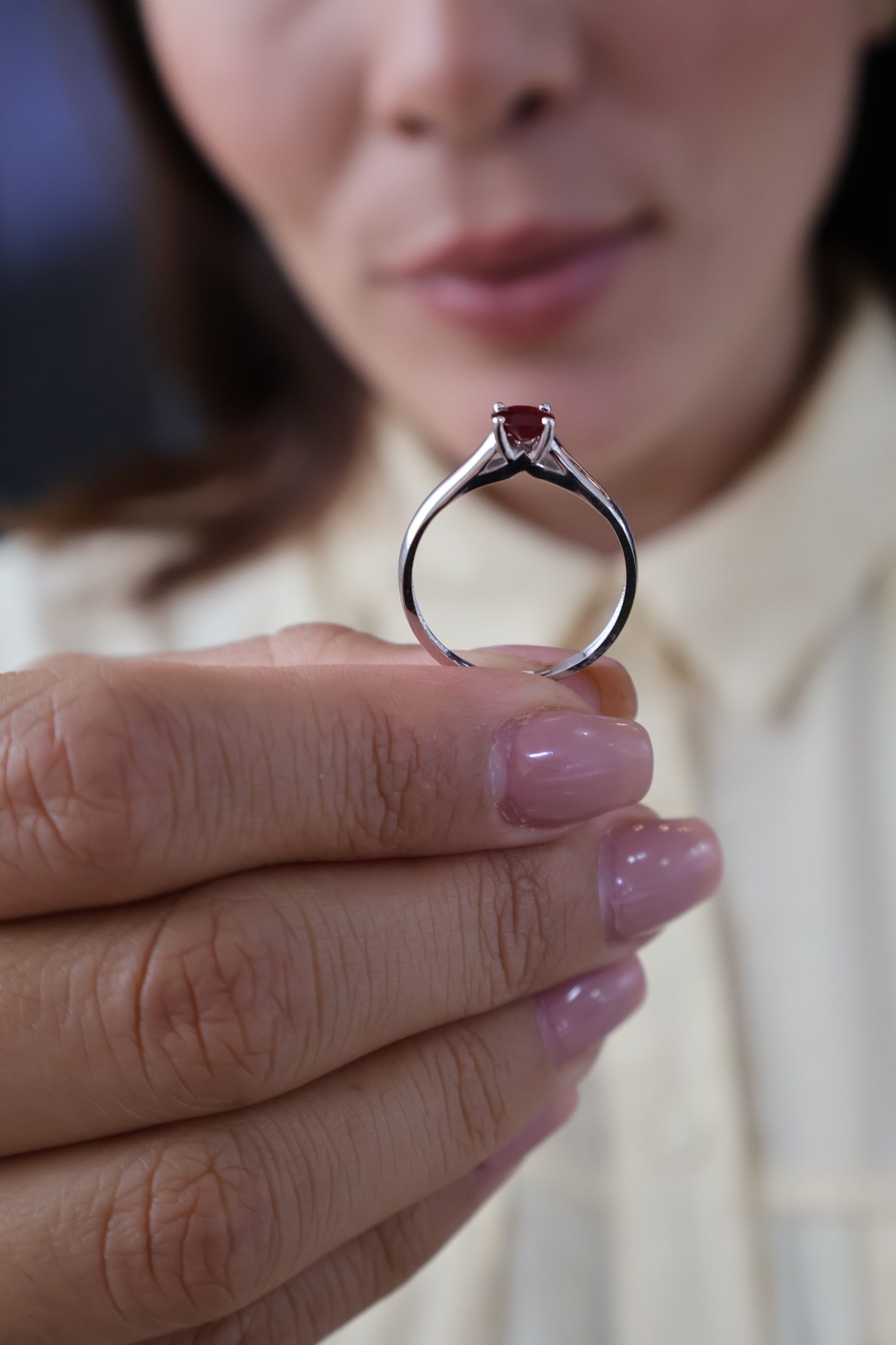 Anillo Margareth en Oro Blanco 14k con Rubi 0.50 ct
