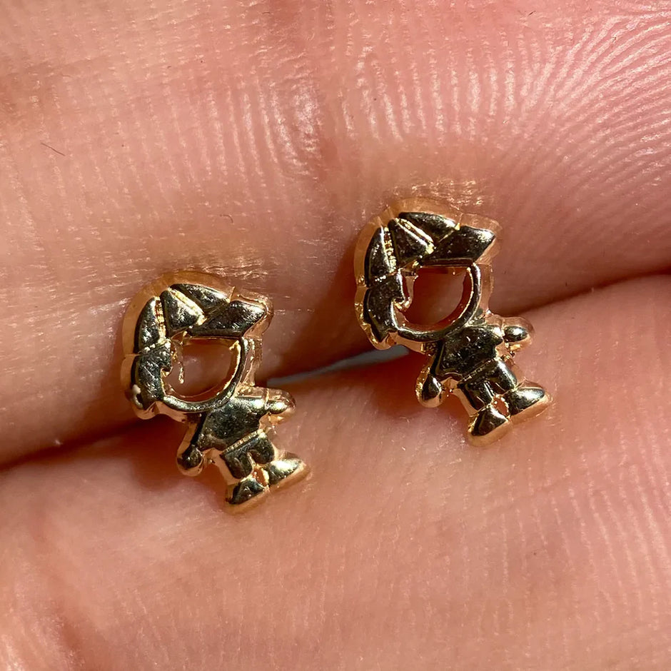 Broqueles Niño con Cahucha en Oro Amarillo 10k Cod. BRO293 8mm