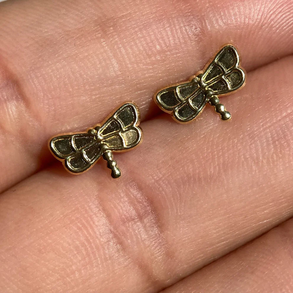 Broqueles Libelula en Oro Amarillo 10k Cod.BRO321 8.5mm