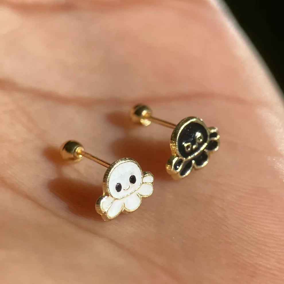 Broqueles Pulpo en Oro Amarillo 10k Cod. BRO279 5.5mm