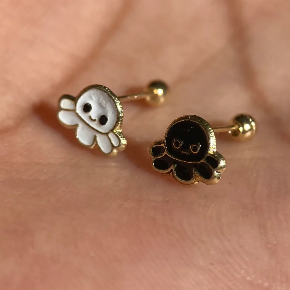 Broqueles Pulpo en Oro Amarillo 10k Cod. BRO279 5.5mm