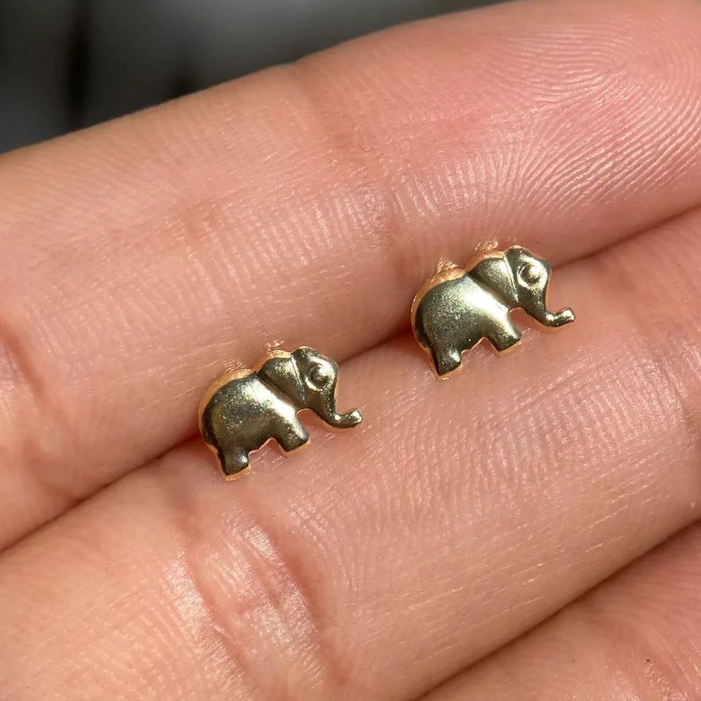 Broqueles Elefante en Oro Amarillo 10k Cod.BRO280