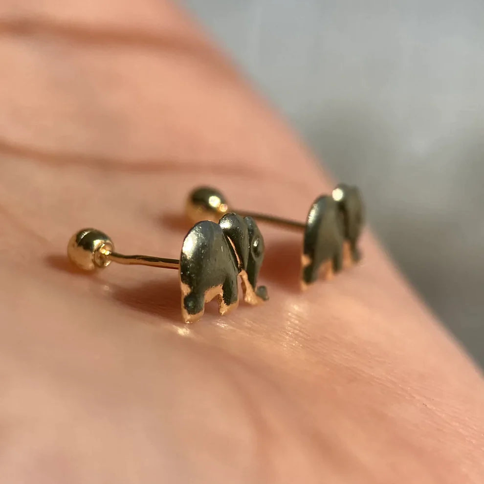 Broqueles Elefante en Oro Amarillo 10k Cod.BRO280