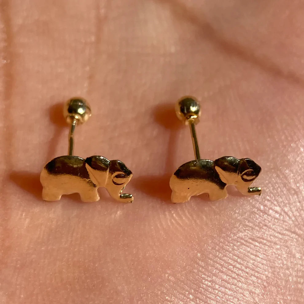 Broqueles Elefante en Oro Amarillo 10k Cod.BRO280
