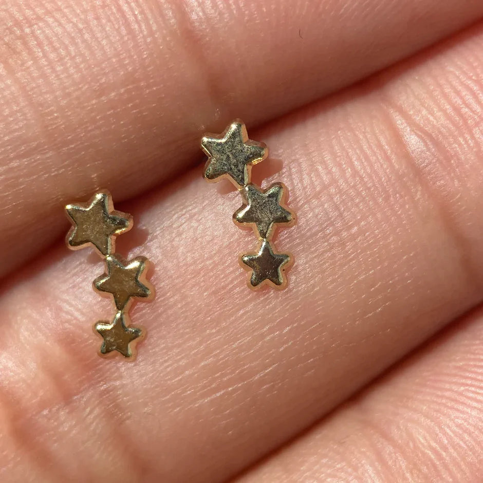 Broqueles Estrellas en Oro Amarillo 10k Cod.BRO300 1cm