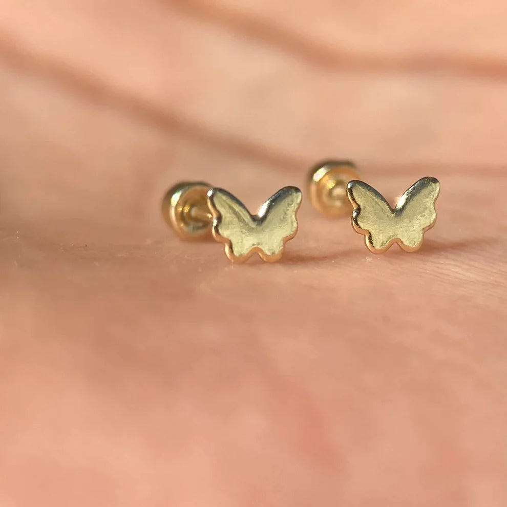 Broqueles Mariposa Chica Oro Amarillo 10k Cod.BRO288 3mm