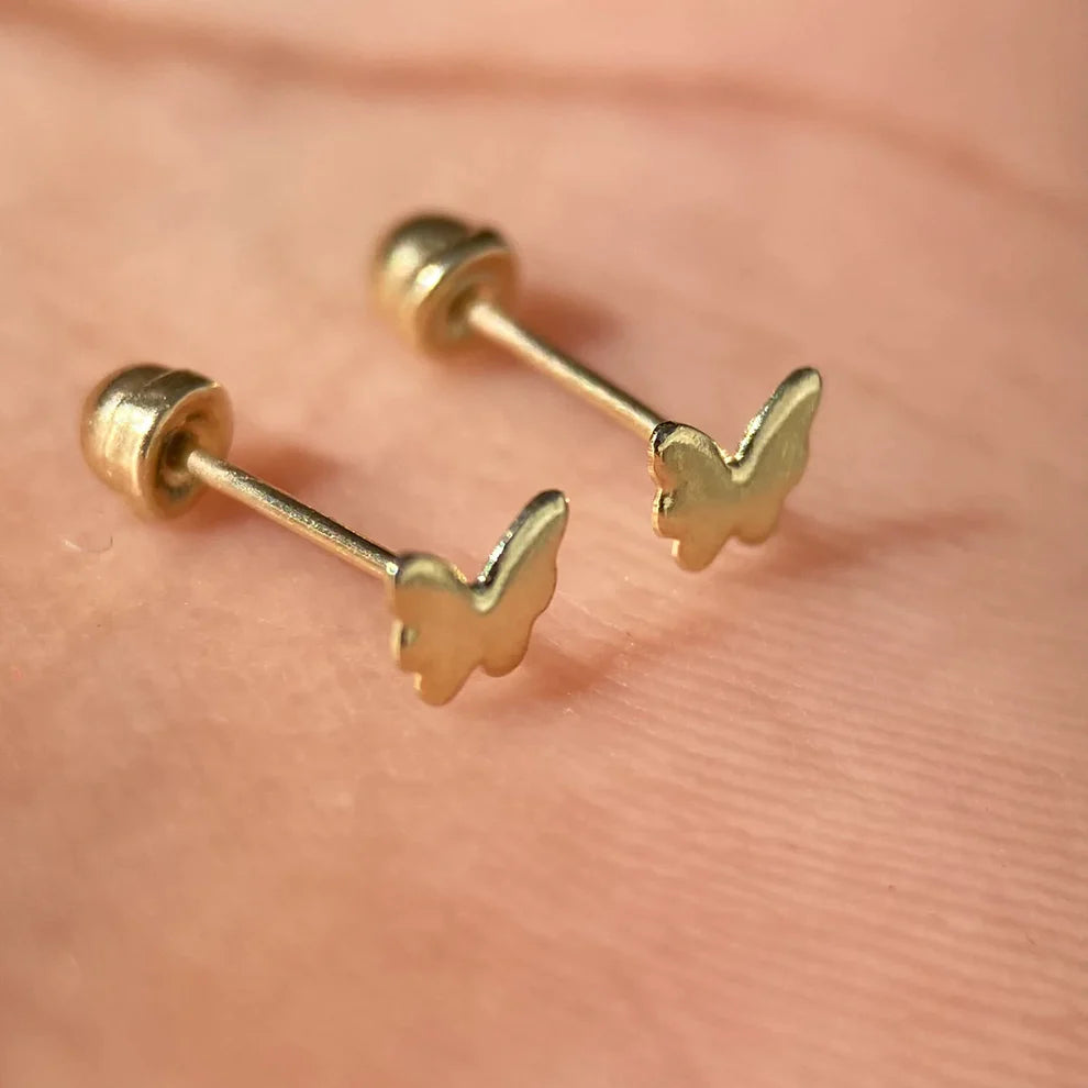 Broqueles Mariposa Chica Oro Amarillo 10k Cod.BRO288 3mm