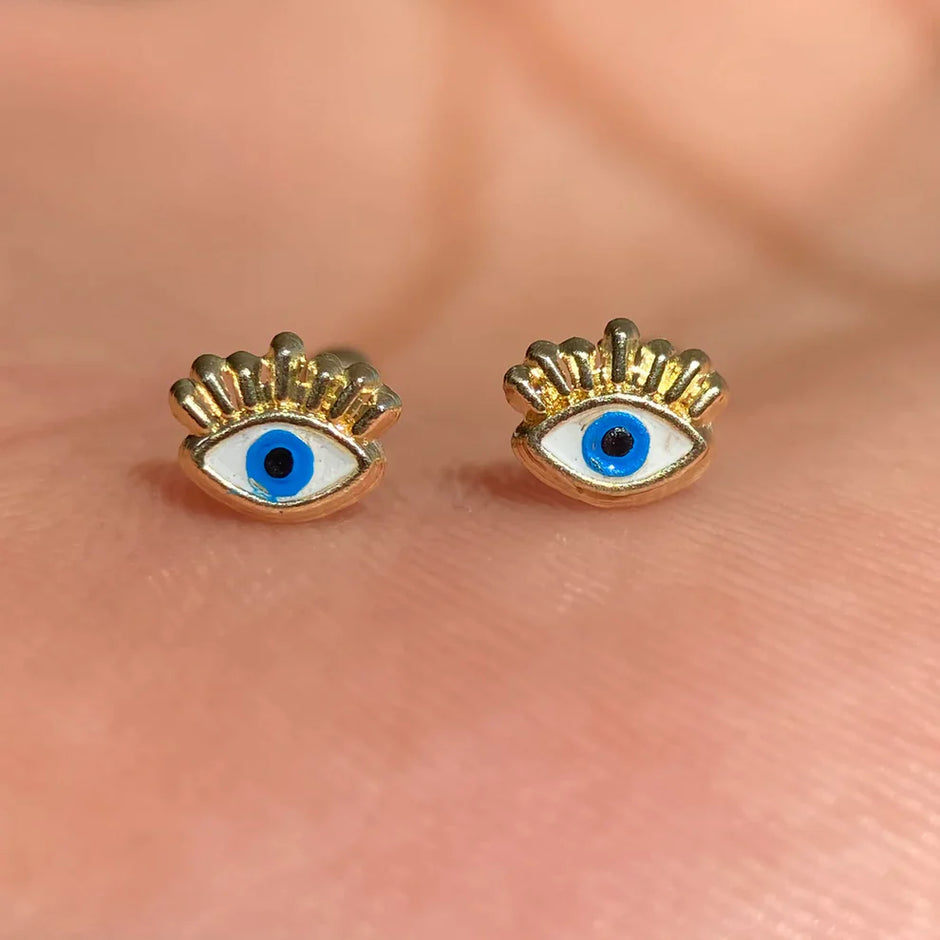 Broqueles Ojo Turco en Oro Amarillo 10k Cod. BRO332 5mm