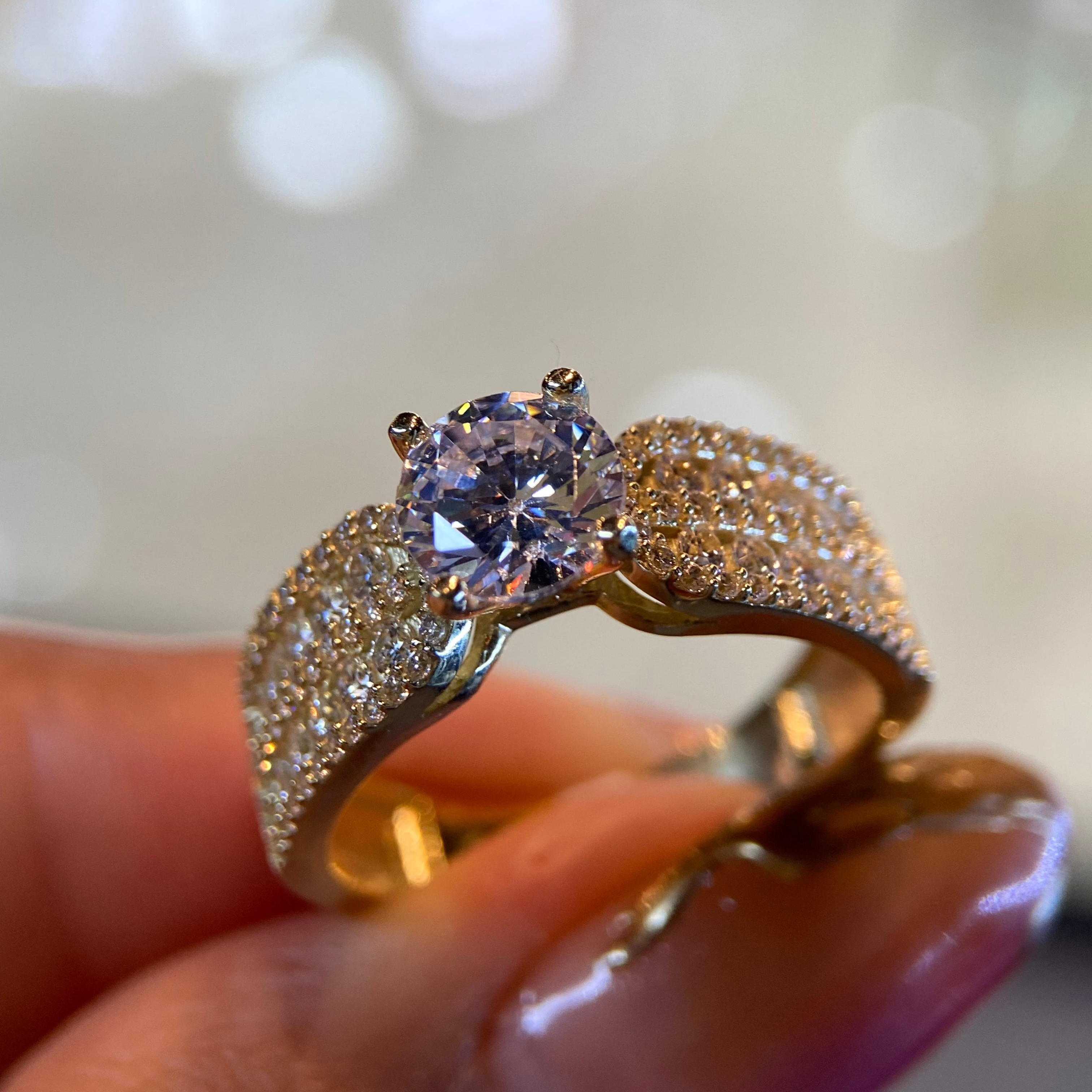 Anillo De Compromiso Oro Puro Anillo En Oro Amarillo 10k Con