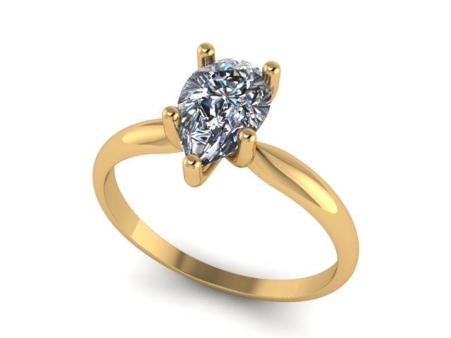 Anillo Emily en oro corte pera 6 uñas