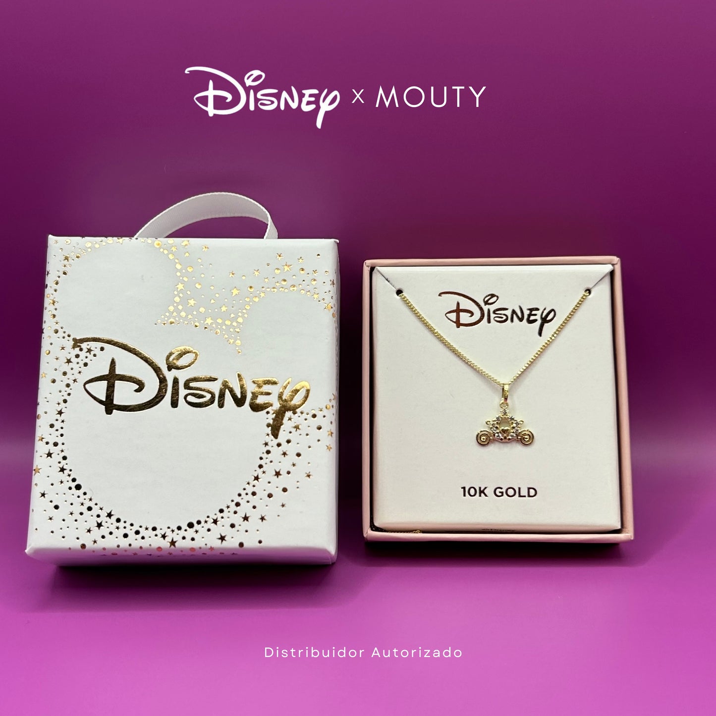 Collar Carruaje con circonias en oro amarillo 10k Disney®️ (50cm)