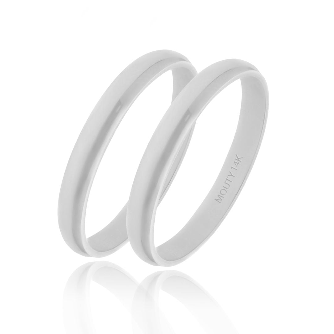 Dúo de Argollas de Compromiso Meave (3mm) en Oro blanco de 14k