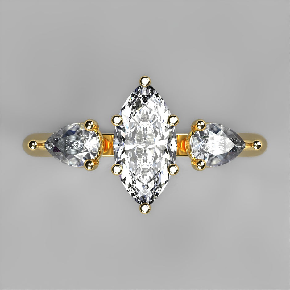 Anillo Osiris en oro corte Marquise