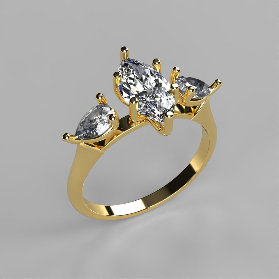 Anillo Osiris en oro corte Marquise