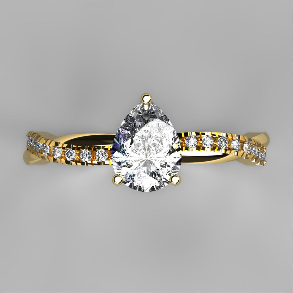 Anillo Slim en oro corte pera